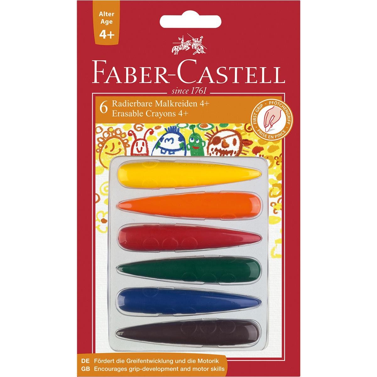 Faber-Castell Hefter Faber-Castell Malkreide 4+ Finger - 6 Stück