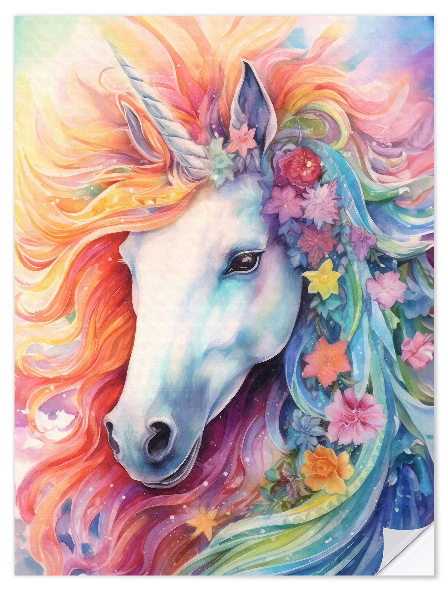 Posterlounge Wandbild Kunterbuntes Einhorn, Dolphins DreamDesign, erhältlich als Poster, Leinwandbild, Wandsticker oder Acrylglasbild