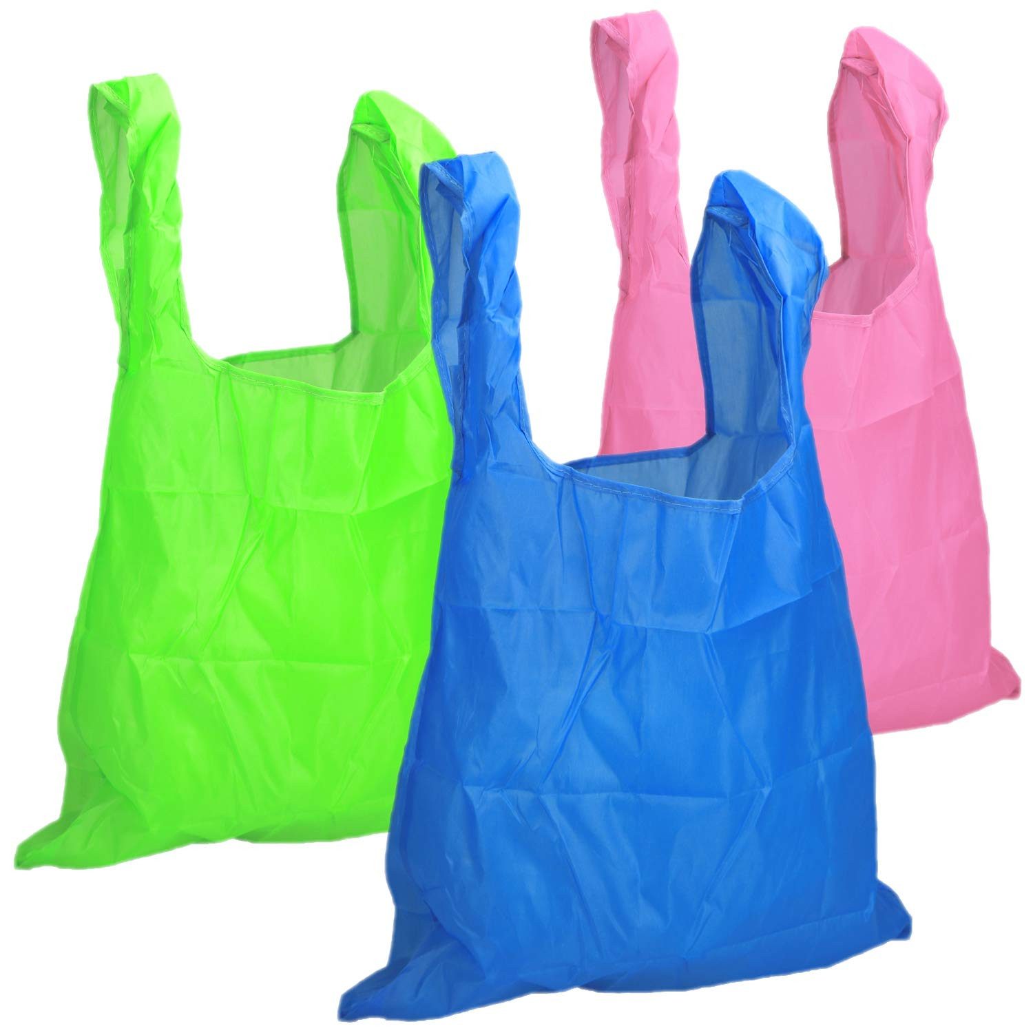 com-four Einkaufsbeutel Faltbare Einkaufstasche in vierschiedenen Farben aus Nylon, wiederverwendbare Einkaufstüte in Transporttasche - waschbar