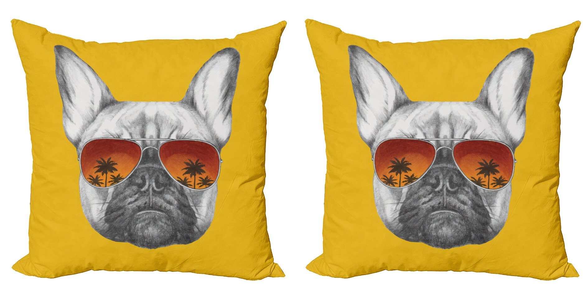 Kissenbezüge in Funny Doppelseitiger Pet Abakuhaus Accent Bulldogge Digitaldruck, Modern Sonnenbrillen (2 Stück),