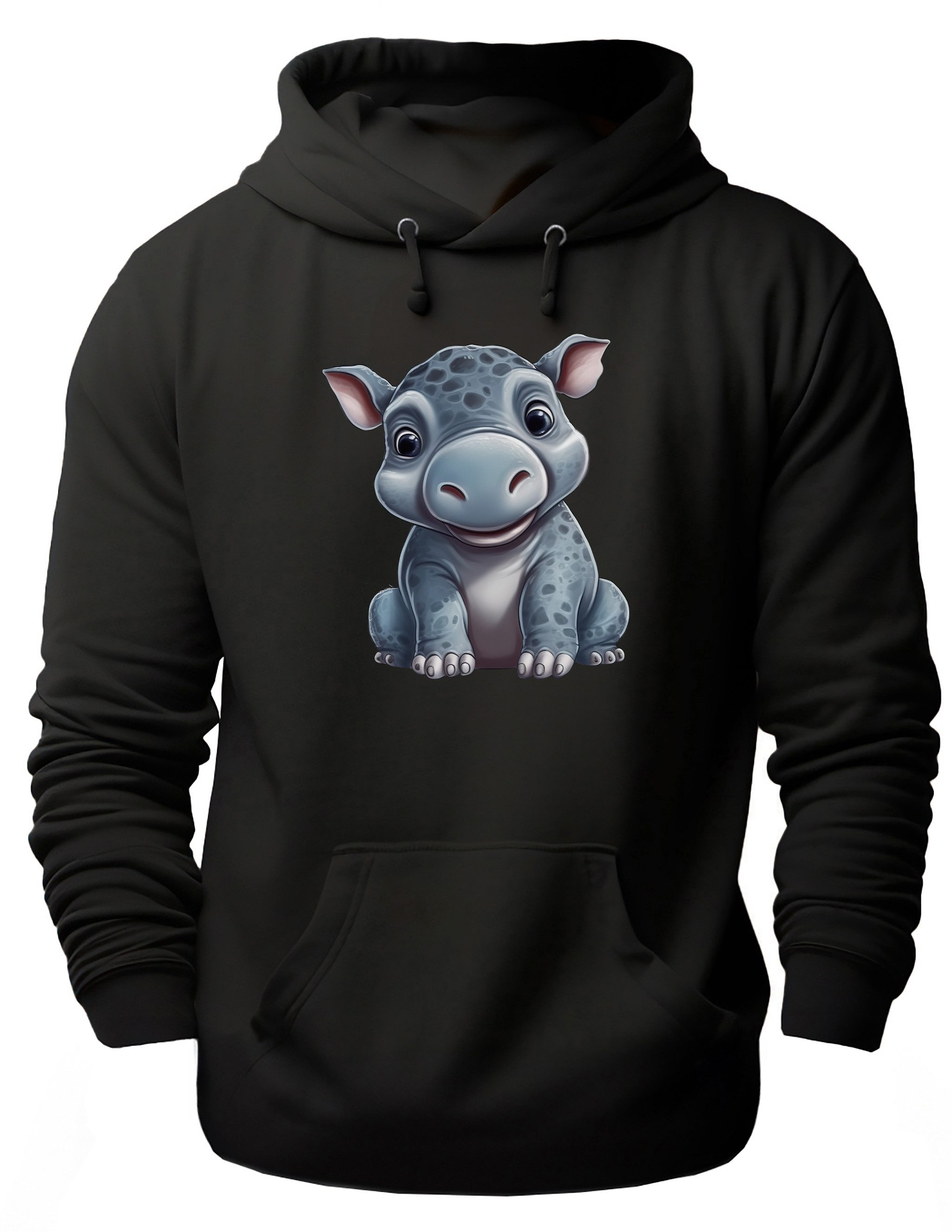 MyDesign24 Hoodie Wildtier Kapuzen Pulli - Nilpferd Herren und Damen Kapuzensweater - Tier Hoodie i265
