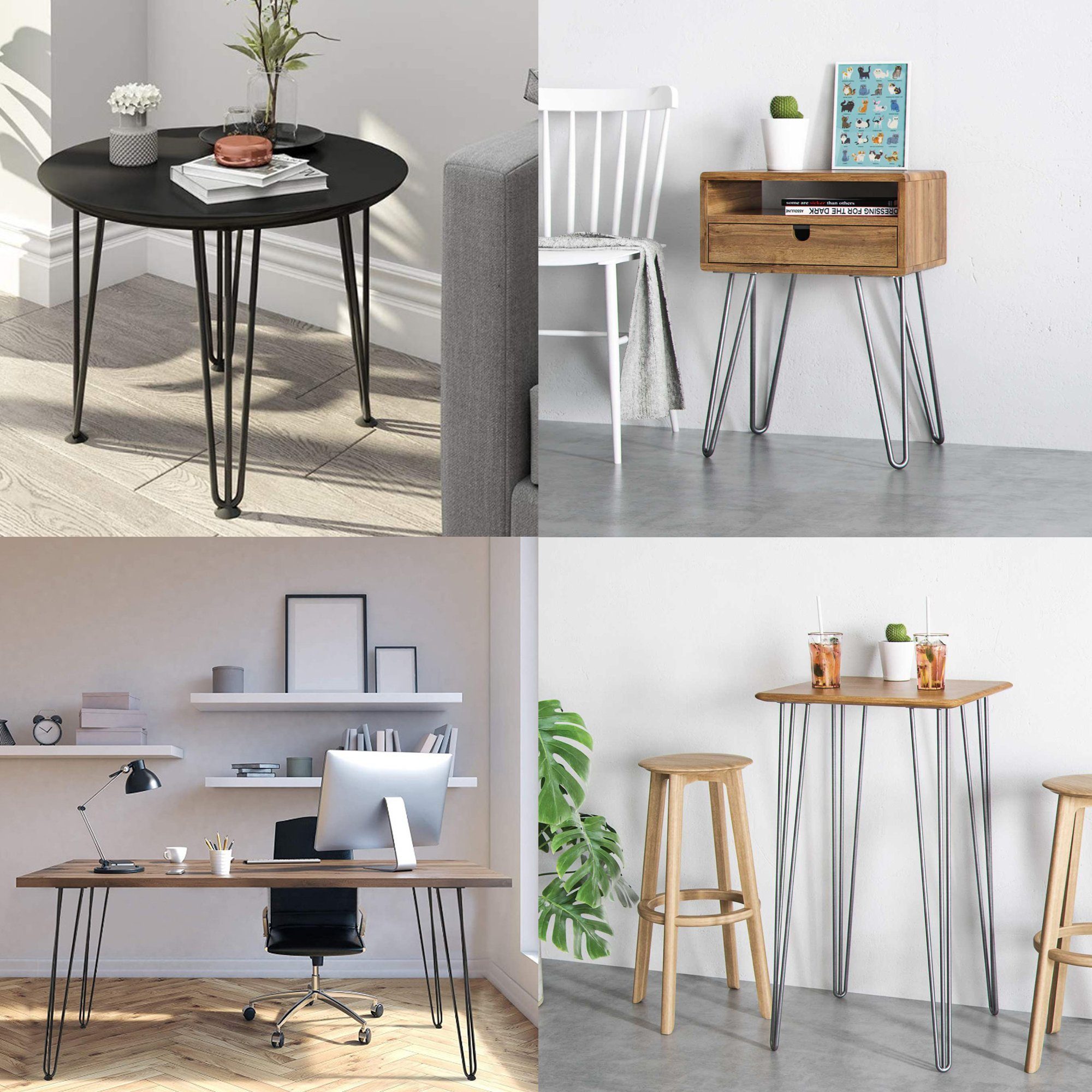 Mucola Tischbein Tischbeine 4er-Set Hairpin Haarnadelbeine Tischgestell Tischkufen, Robust & Stabil