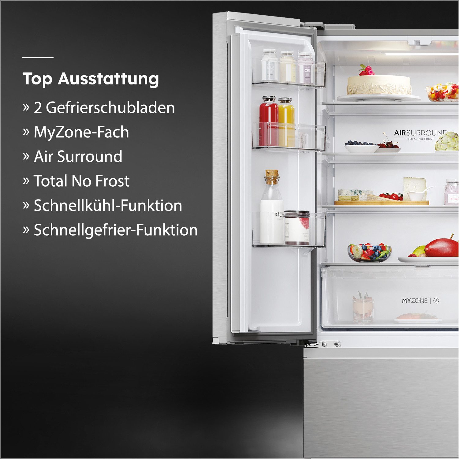 Haier Kühl-/Gefrierkombination French Door 70 HFR3718DNMM, 177,5 cm hoch, 70 cm breit, French Door-Türen & Easy Access-Gefrierschubladen