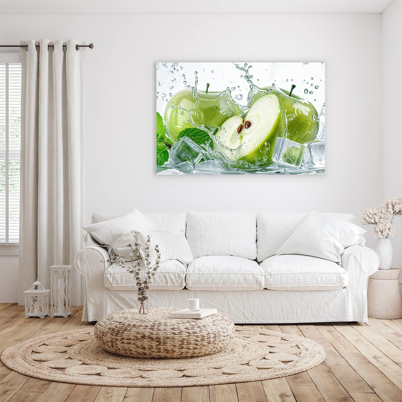 Primedeco Glasbild Wandbild Frische Äpfel Splash mit Aufhängung, Getränke ( günstig online kaufen