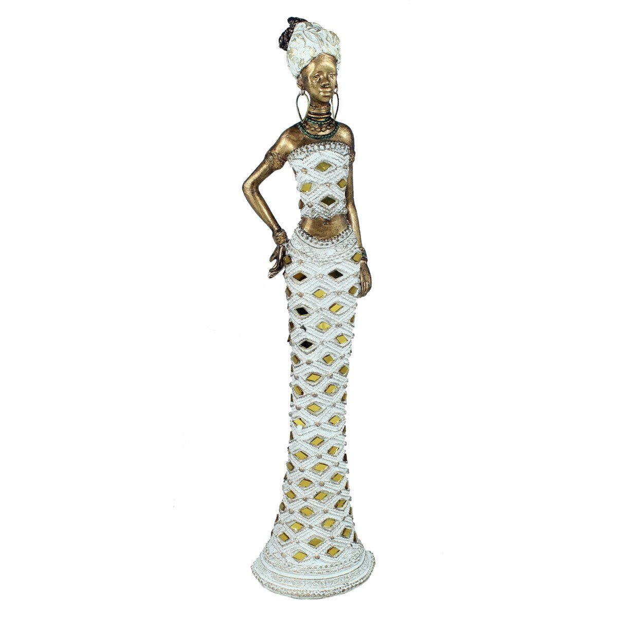 colourliving Afrikafigur Afrika Deko Figur Frau mit Hand auf der Hüfte Afrikanische Dekofiguren, handbemalt