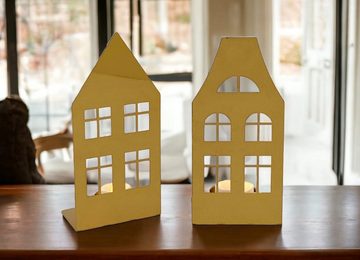 Leonique Kerzenhalter Haus Ciatta (Set, 2 St., 1x mit Spitzdach und 1x mit Flachdach), magnetischer Teelichthalter, Weihnachtsdeko