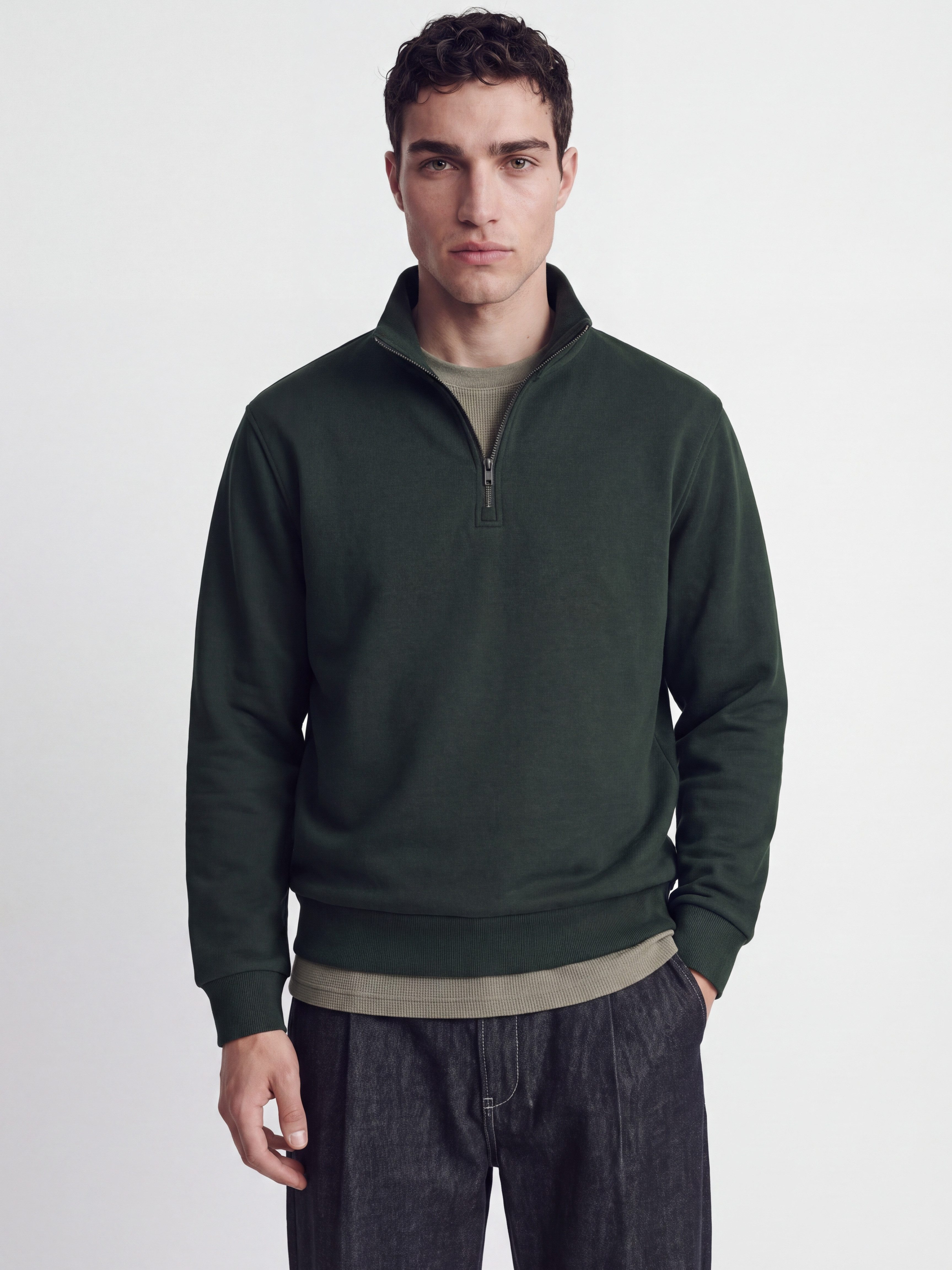 Jack & Jones Sweatshirt JJEBRADLEY SWEAT HALF ZIP NOOS Materialmix, relaxed fit