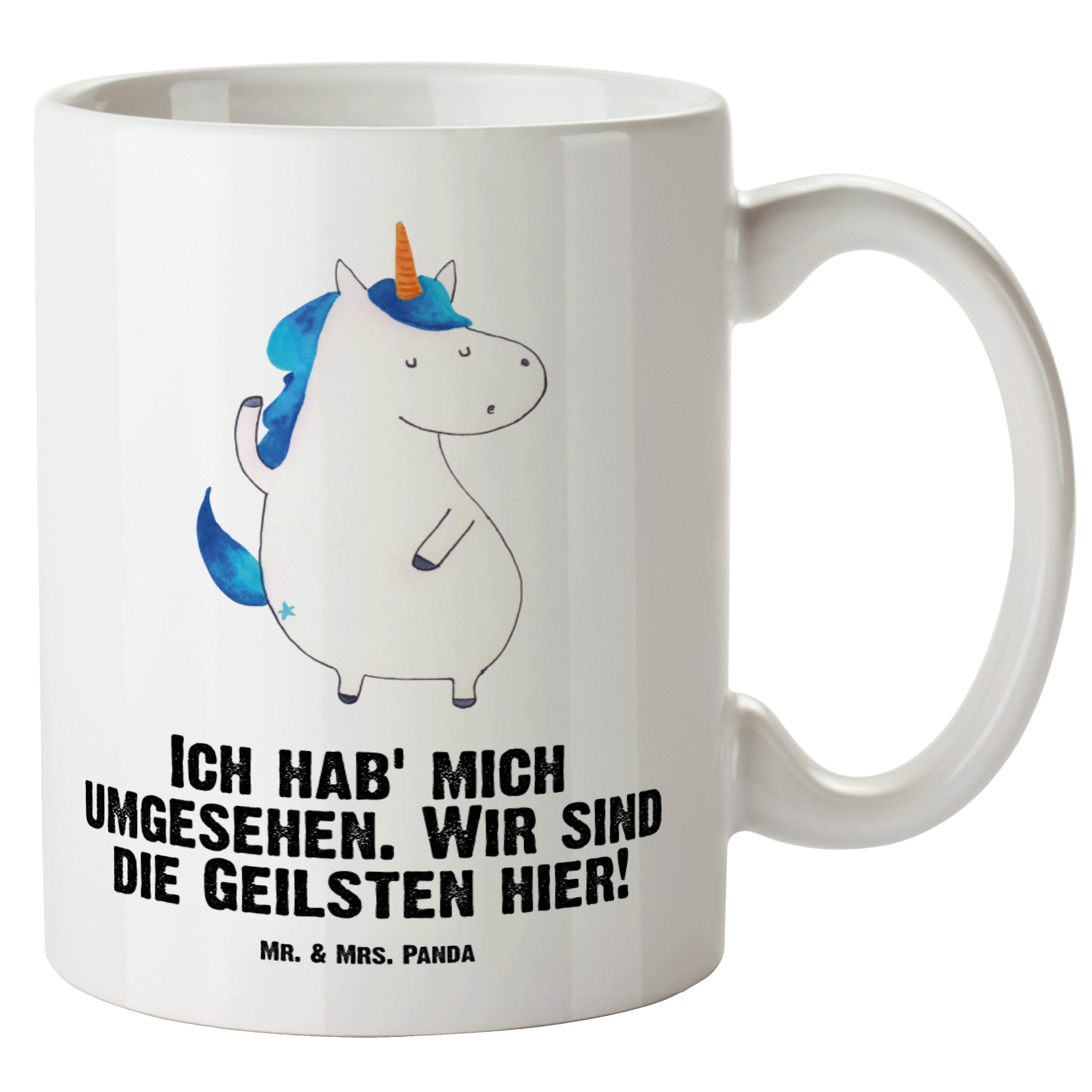 Mr. & Mrs. Panda Tasse Einhorn Mann - Weiß - Geschenk, Freundin, Groß, beste, XL Tasse, Einh, XL Tasse Keramik