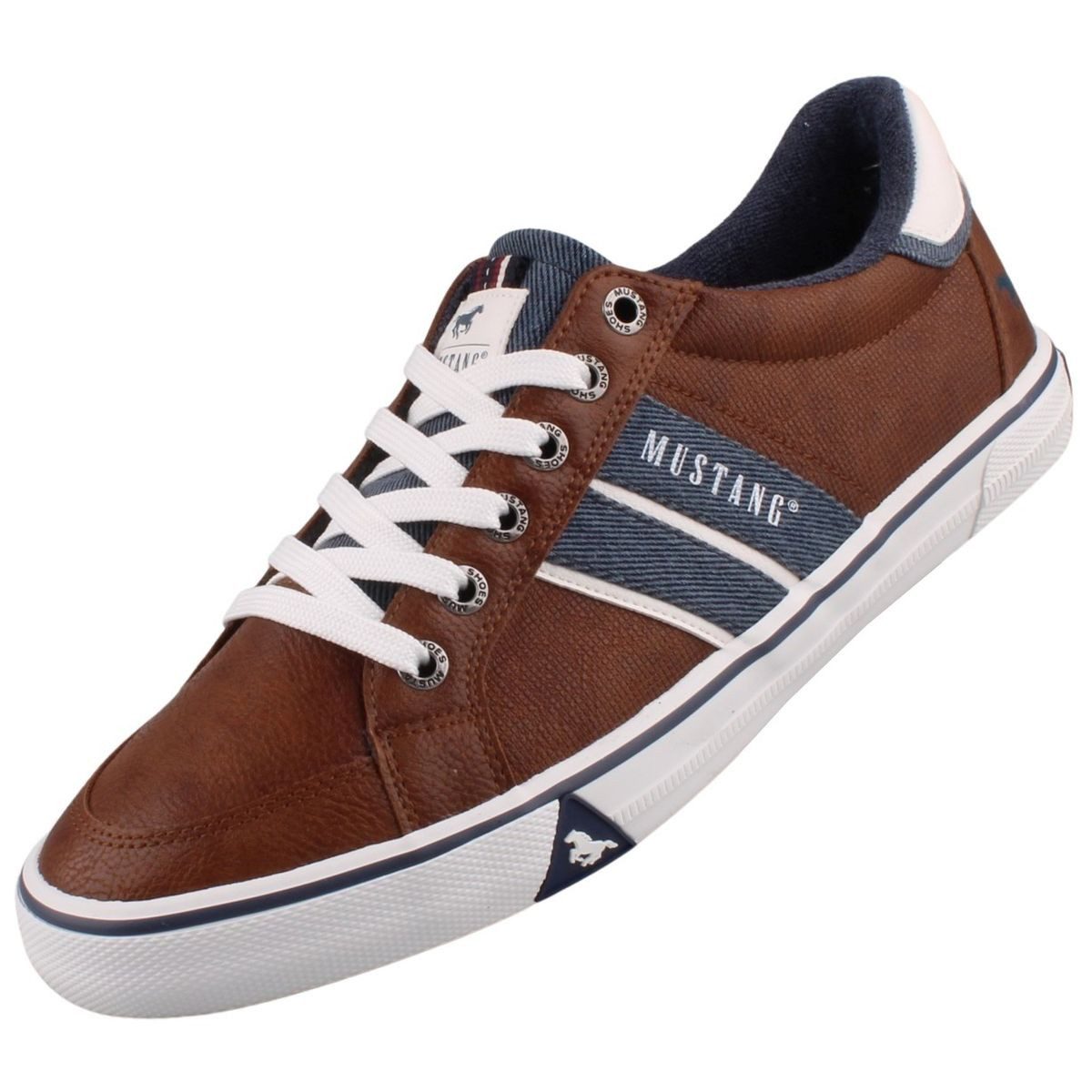 Mustang Shoes 26M0191001-brown Sneaker Herren-Schnürschuh mit markanten Denim-Details