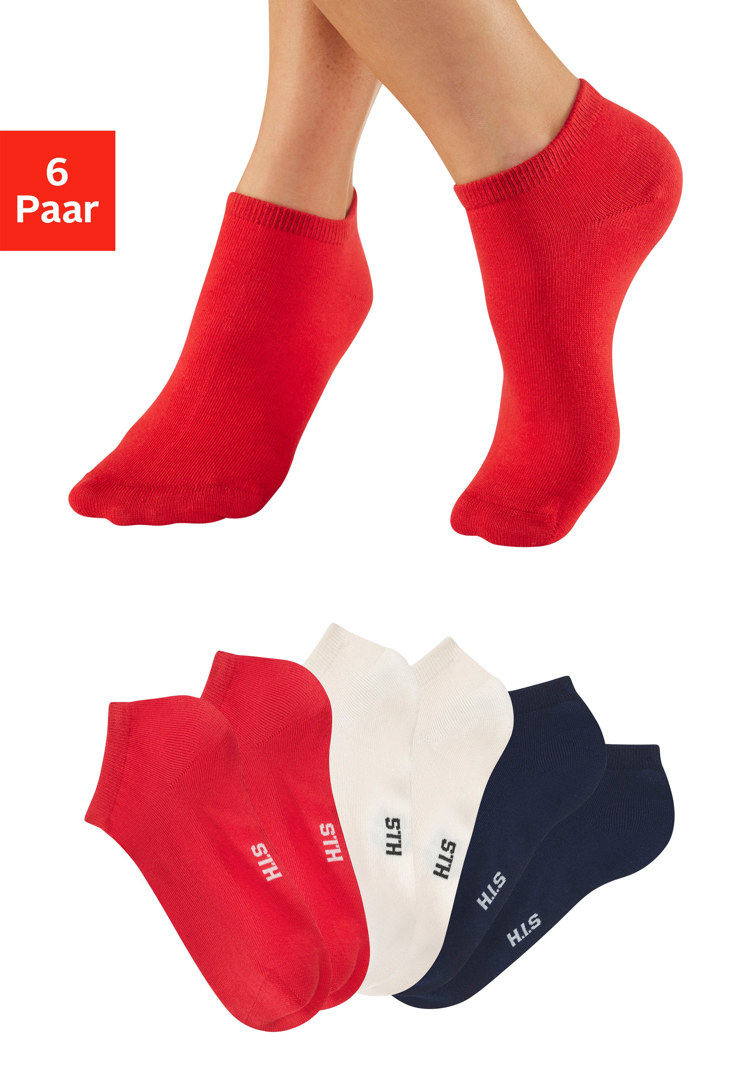 H.I.S Sneakersocken Damen Sneaker Socken, Geringelte Knöchelsocken, Freizeitsocken (Packung, 6-Paar, Ankle Socks Gr. 35-38 bis 39-42) mit maritimen Design
