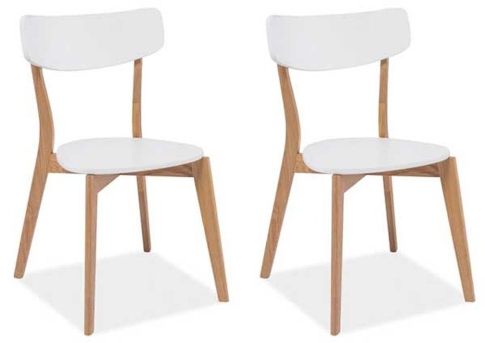 Feldmann-Wohnen Esszimmerstuhl Mosso (2 St), weiß Eiche 2er Set