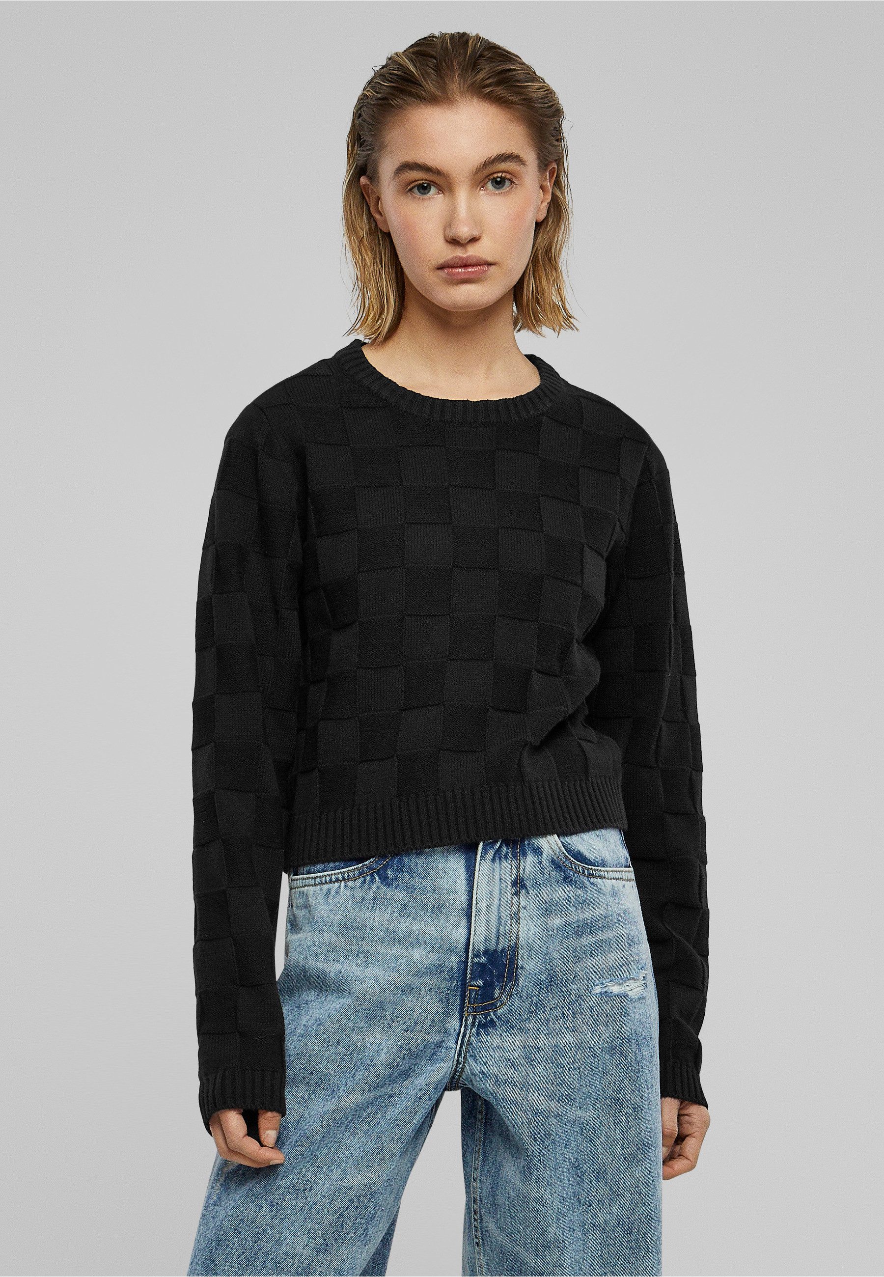 URBAN CLASSICS Rundhalspullover Urban Classics Damen Ladies Check Knit Sweater (1-tlg)