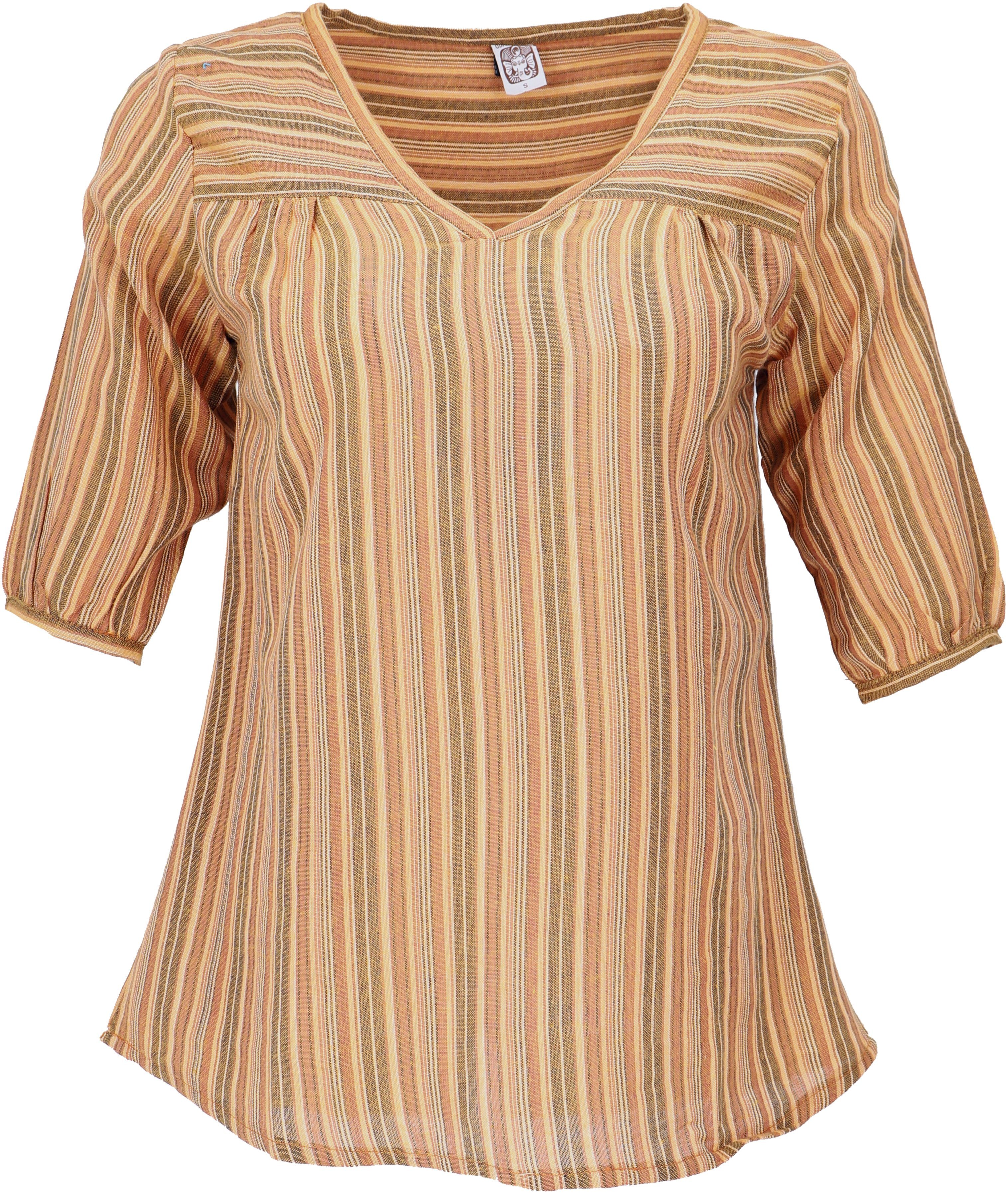Guru-Shop Longbluse Leichte Baumwollbluse, gestreifte Boho.. alternative Be günstig online kaufen