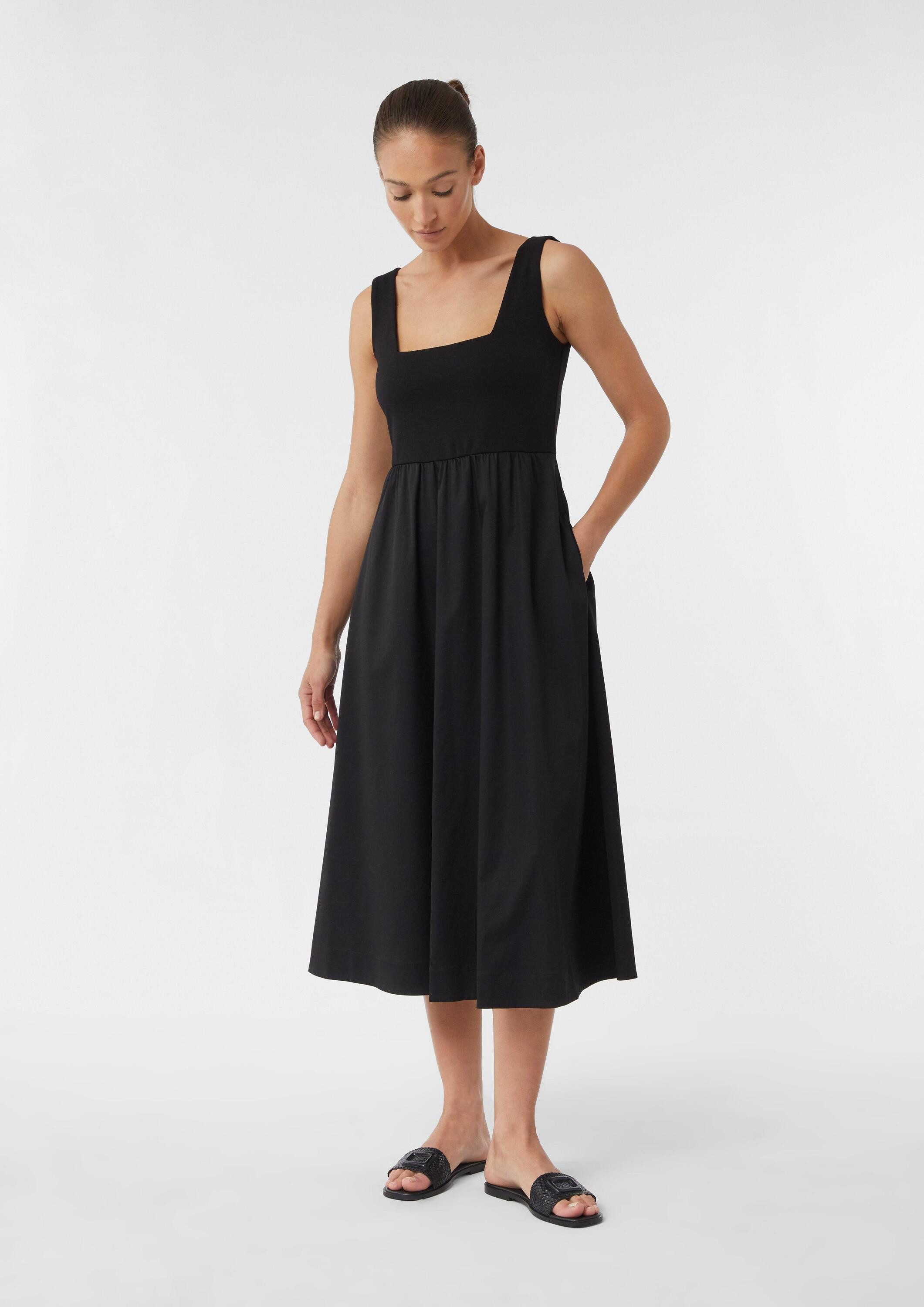 comma Maxikleid Kleid Midikleid mit Popeline-Rock und Karree-Ausschnitt günstig online kaufen