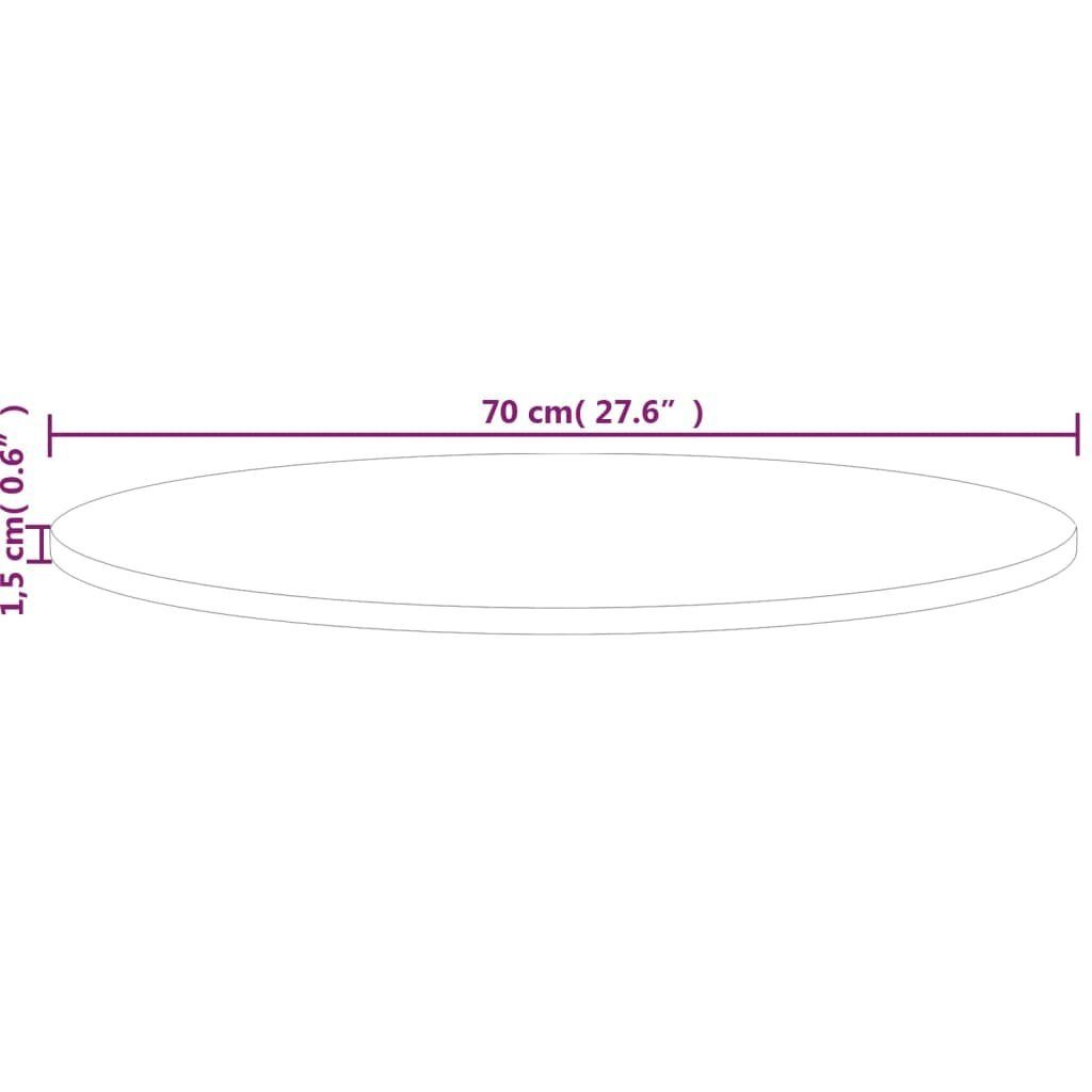 vidaXL Tischplatte Runde Tischplatte Ø70x1,5 cm Unbehandeltes Massivholz Eiche (1 St) – Bild 4 von 5