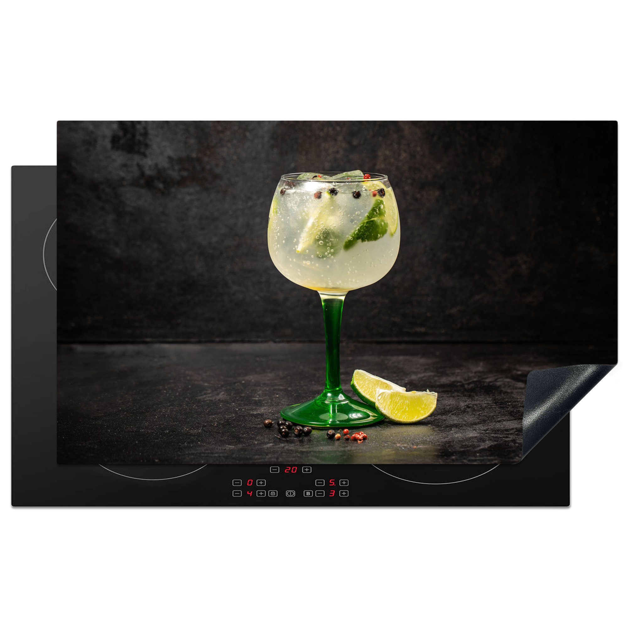 MuchoWow Herdblende-/Abdeckplatte Induktionsschutz - Glas - Cocktail - Obst, Vinyl, (1 tlg), 83x51 cm, Ceranfeldabdeckung, Arbeitsplatte für küche