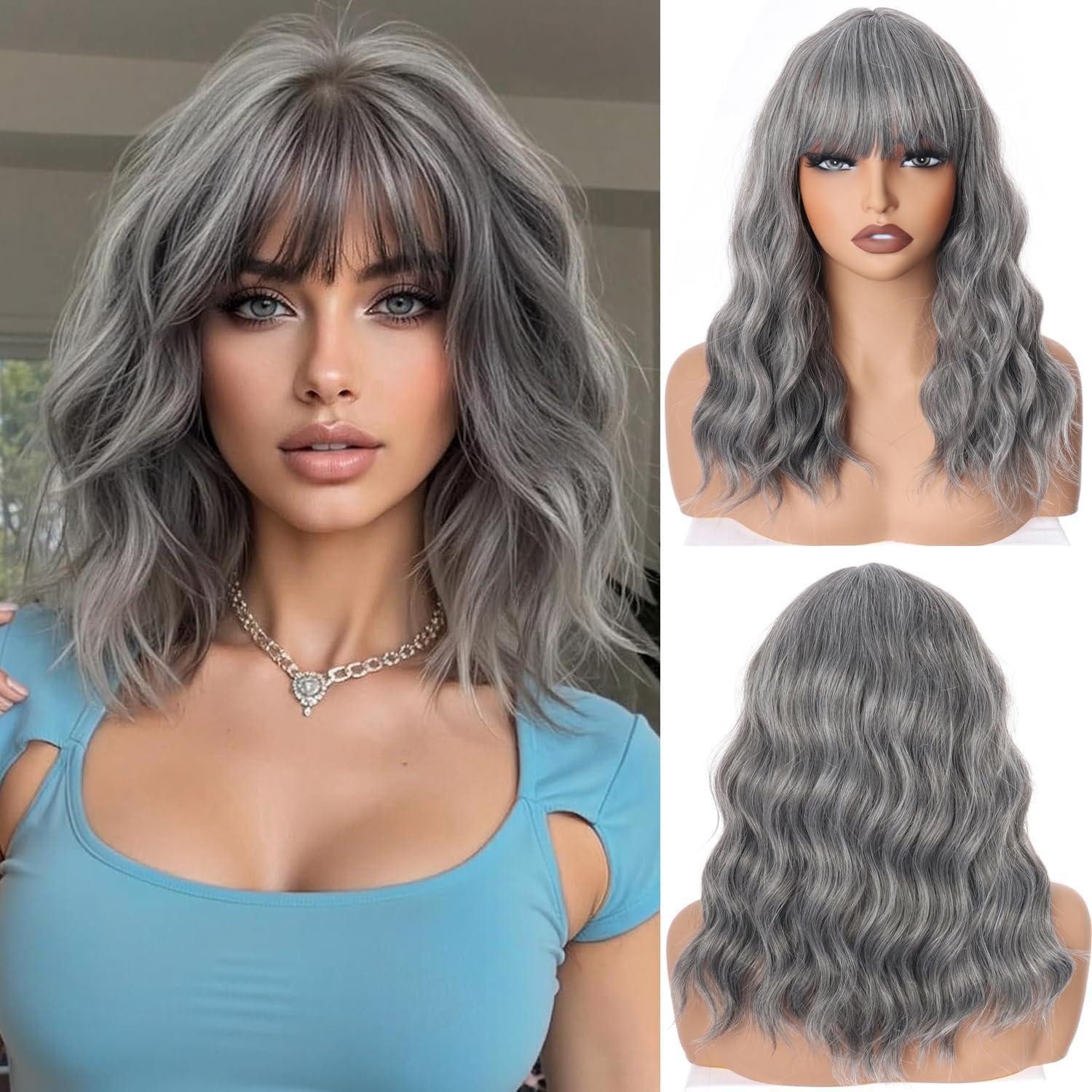 LuxusKollektion Kostüm-Perücke Perücke Damen Kurz Bob Pony Synthetik Cosplay Halloween Grau