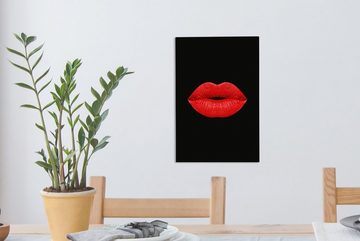 OneMillionCanvasses® Leinwandbild Lippen - Rot - Schwarz, (1 St), Leinwandbild fertig bespannt inkl. Zackenaufhänger, Gemälde, 20x30 cm
