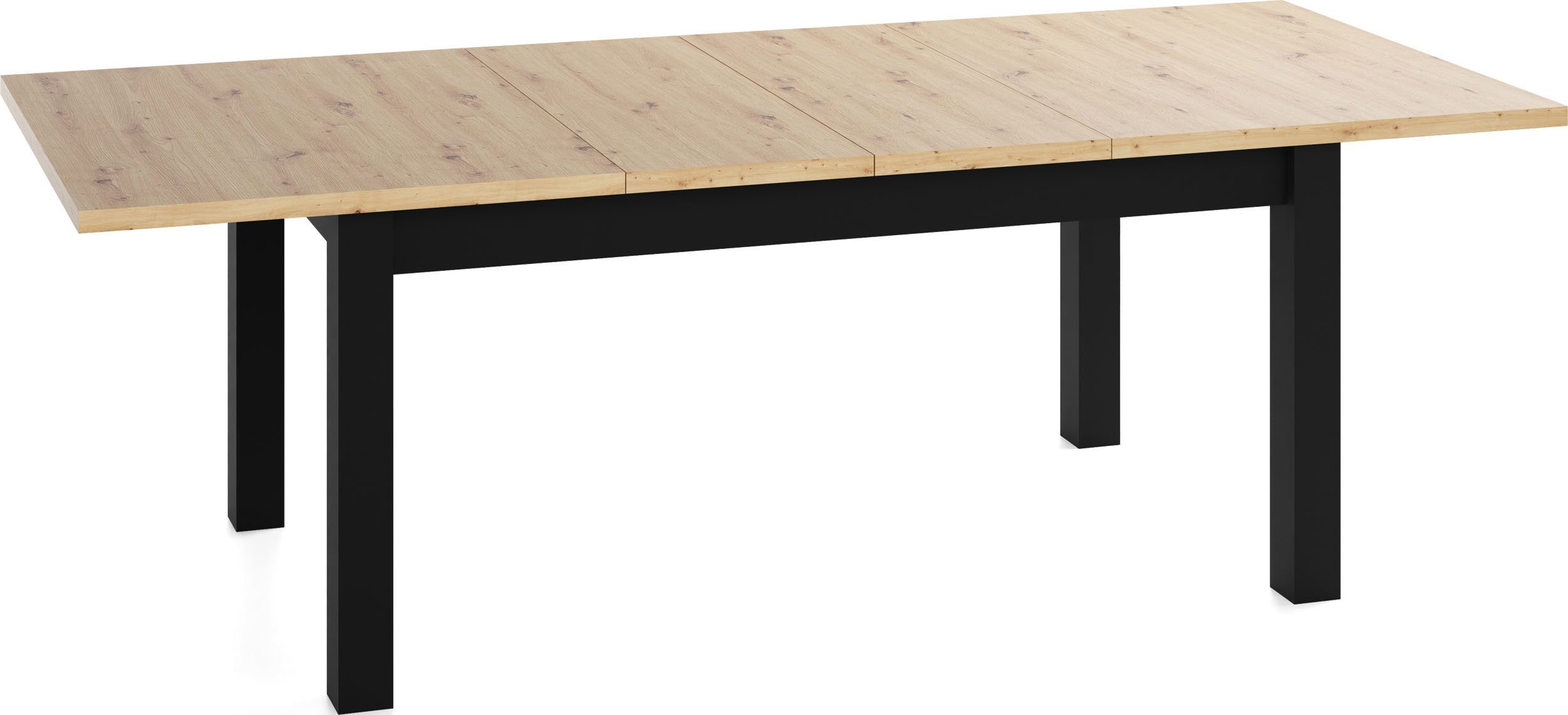 WFL GROUP Esstisch Lindberg ausziehbar verlängerbar rechteckig mit schwarzen Holzbeinen (MADE IN EU, XXL Groß– 120/140/150/160/200 cm ausziehbar auf 160/180/190 – Bild 4 von 5