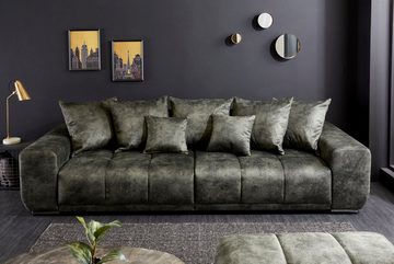 riess-ambiente Big-Sofa ELEGANCIA 285cm moosgrün, Einzelartikel 1 Teile, XXL Couch · Microvelours · mit Federkern · inkl. Kissen · Design