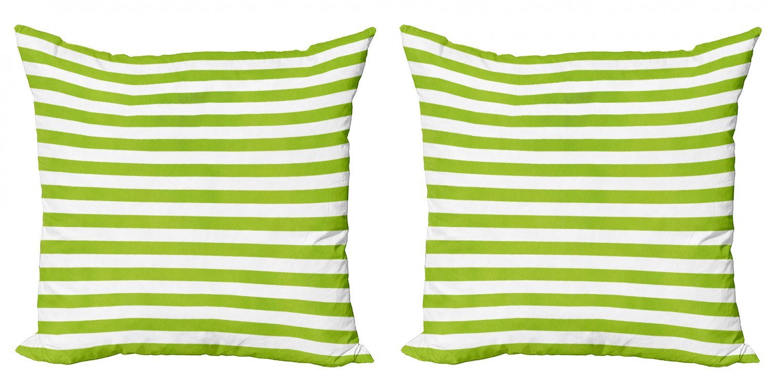 Kissenbezüge Green Accent Modern (2 Digitaldruck, Abakuhaus Stück), Doppelseitiger Aquarell-Linien Lime