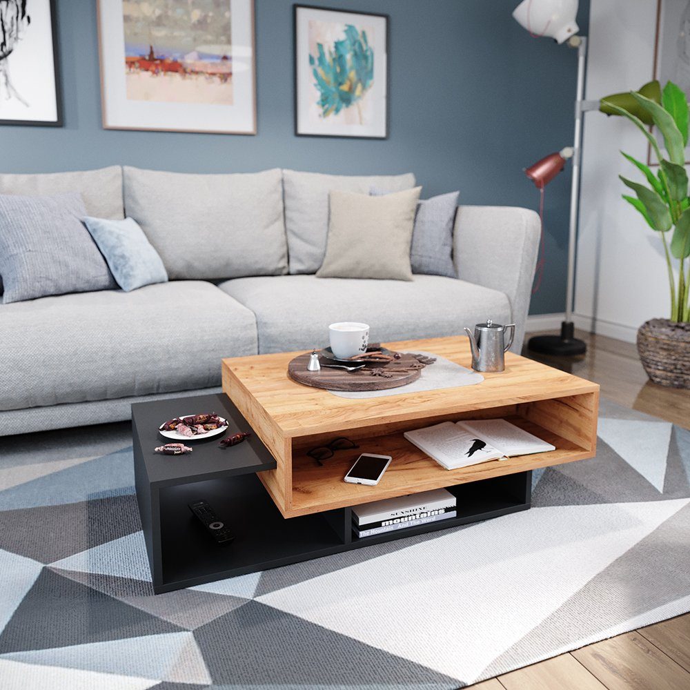 Vicco Couchtisch Bari, Anthrazit/Goldkraft Eiche, 105 x 60 cm günstig online kaufen