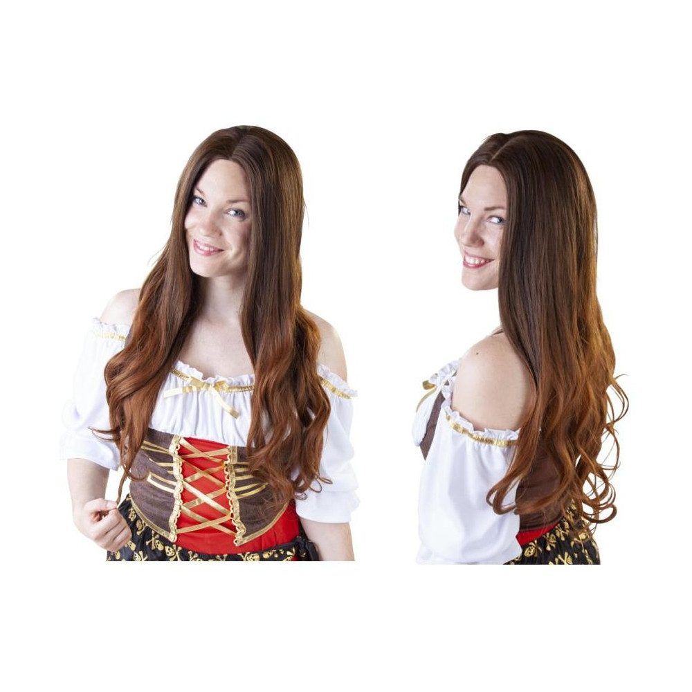MICA Kostüm Langhaarperücke für Erwachsene - Braune Locken