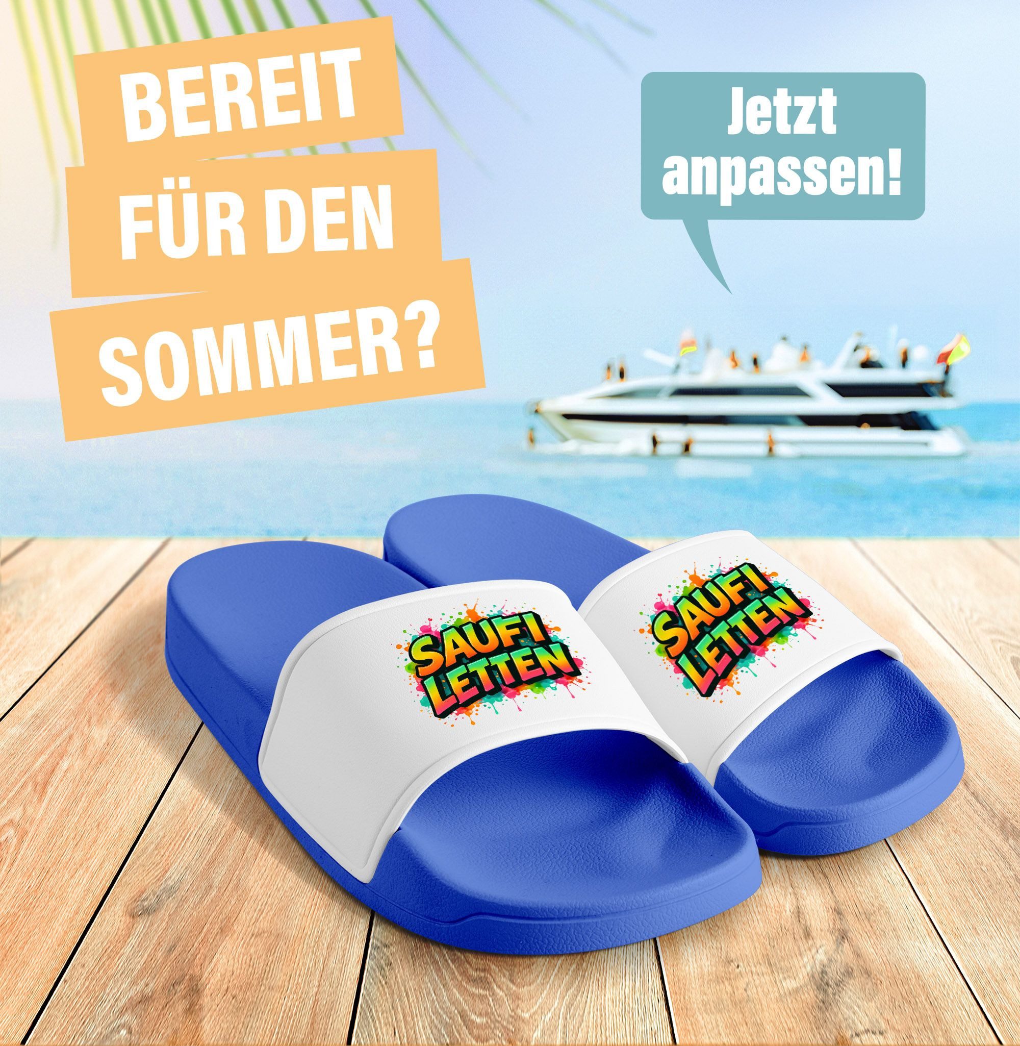 MoonWorks Badeschlappen Lustig Badelatschen mit Spruch günstig online kaufen