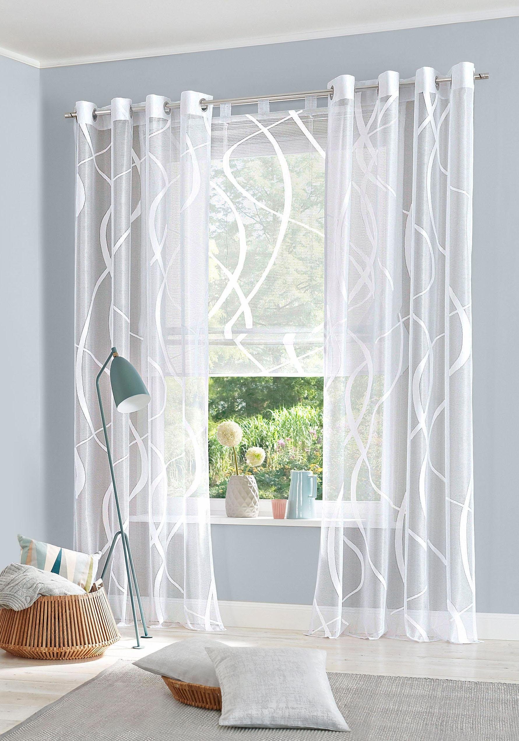 my home Gardine Cellino (2 St), Ösen, transparent, Jacquard, Fertiggardine, günstig online kaufen