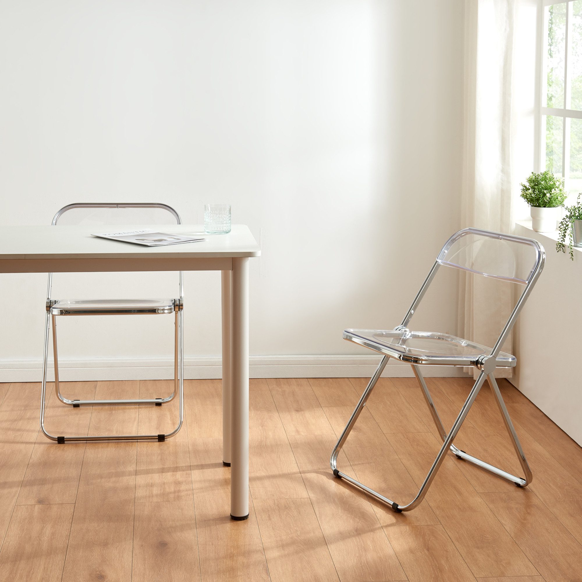 en.casa Klappstuhl (2 St), »Pornainen« Besucherstuhl Stahlgestell Transpare günstig online kaufen