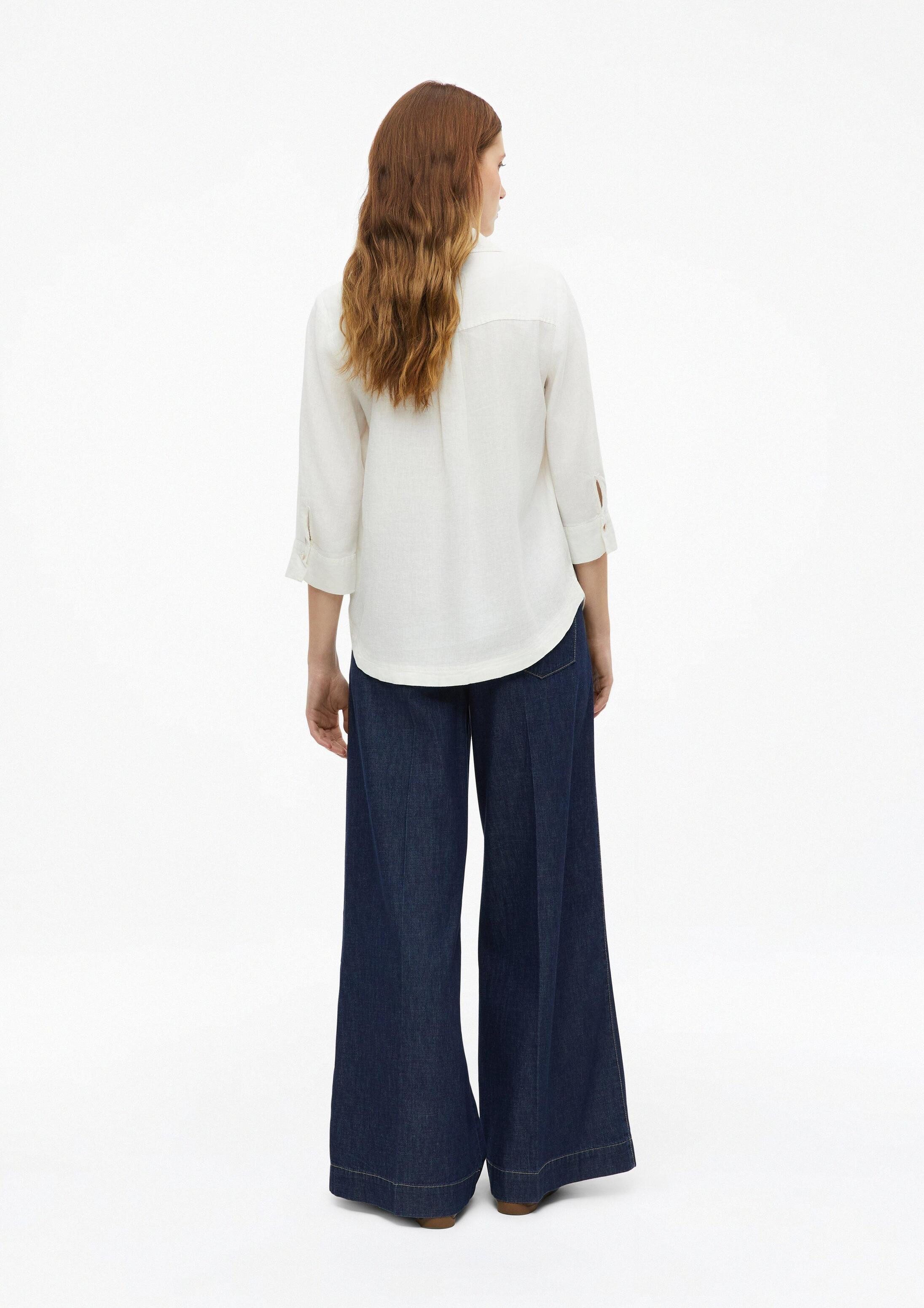 s.Oliver Kurzarmbluse Bluse Leinenmix-Bluse mit 3/4-Ärmeln und Turn-up
