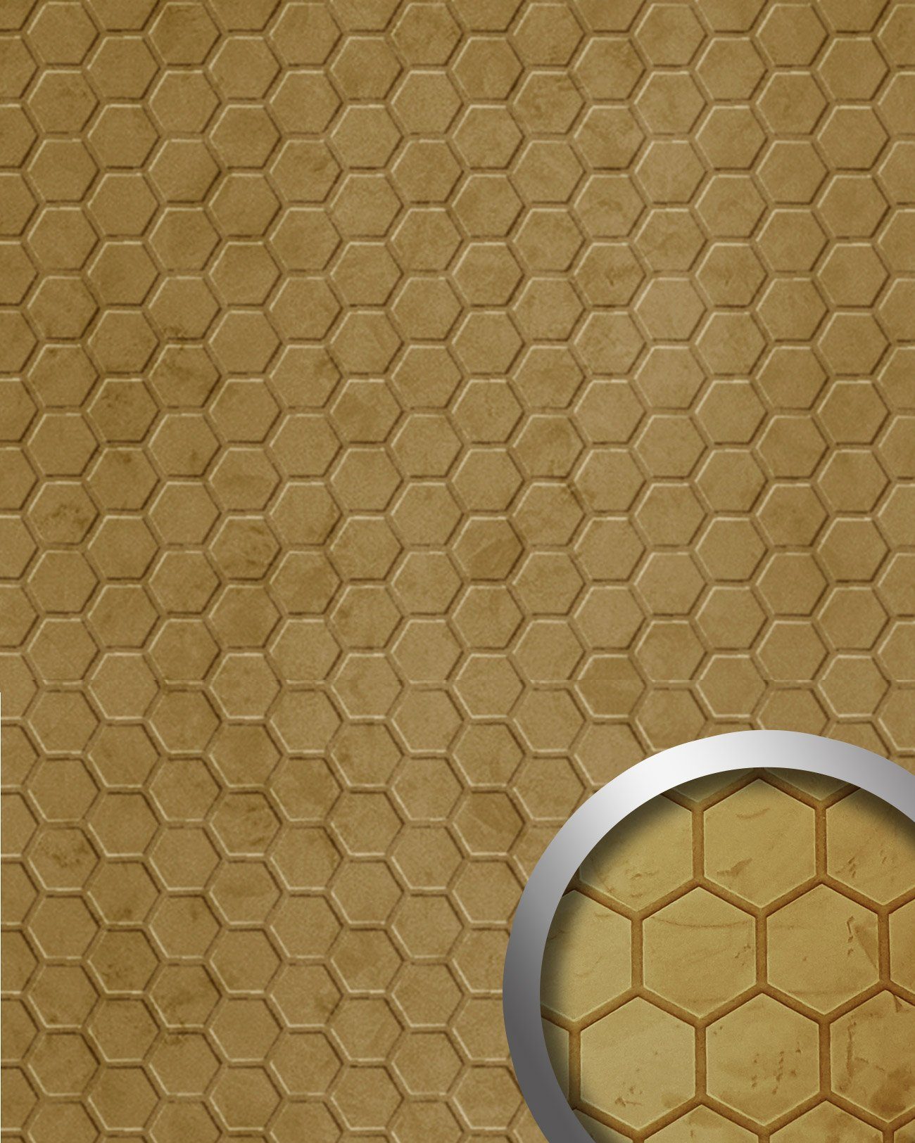 Wallface Dekorpaneele 22711-SA, BxL: 100x260 cm, 2.6 qm, (Dekorpaneel, 1-tlg., Wandverkleidung in Honigwaben Optik) selbstklebend, gelb, matt, samtig weich