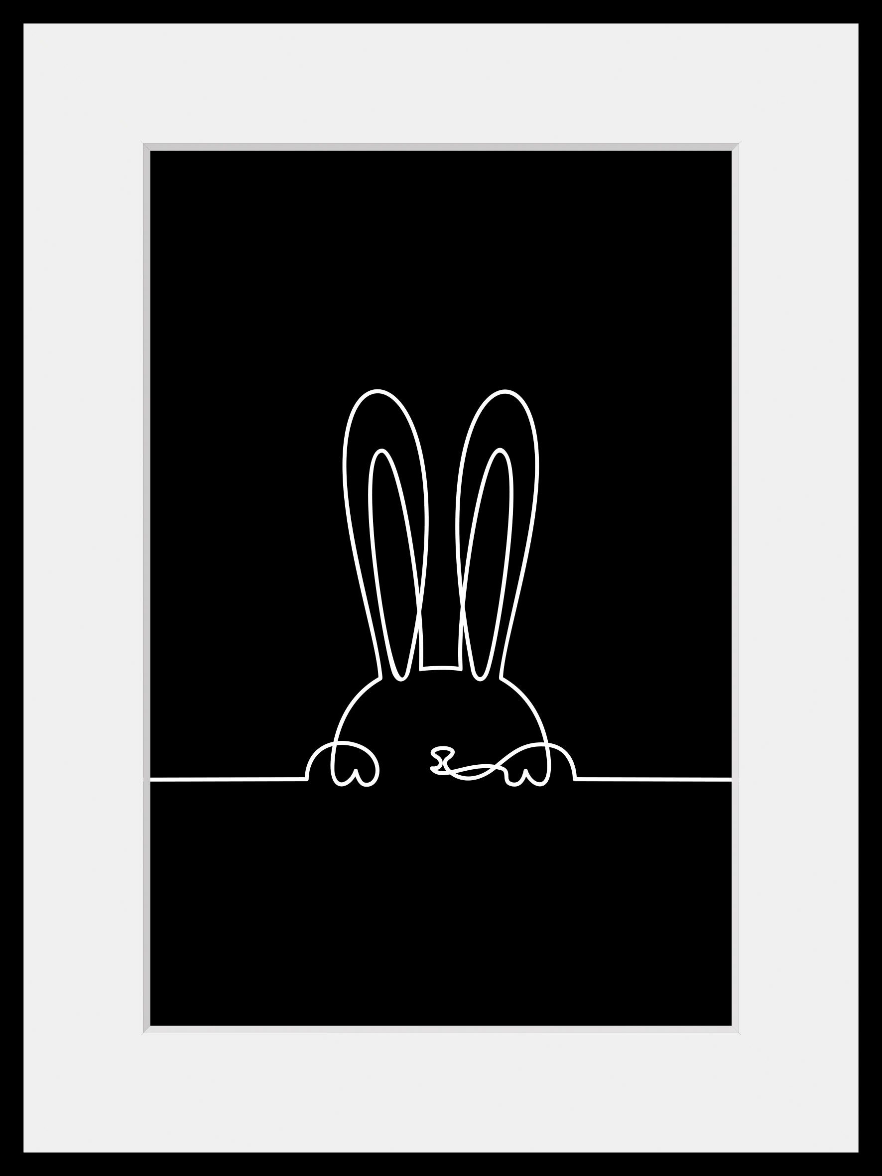 queence Bild Felix, Hase, Hasen, Haustiere, Kunst, Modern (1 St), HD Premium Poster-Druck inkl. Holzrahmen. € 28,29