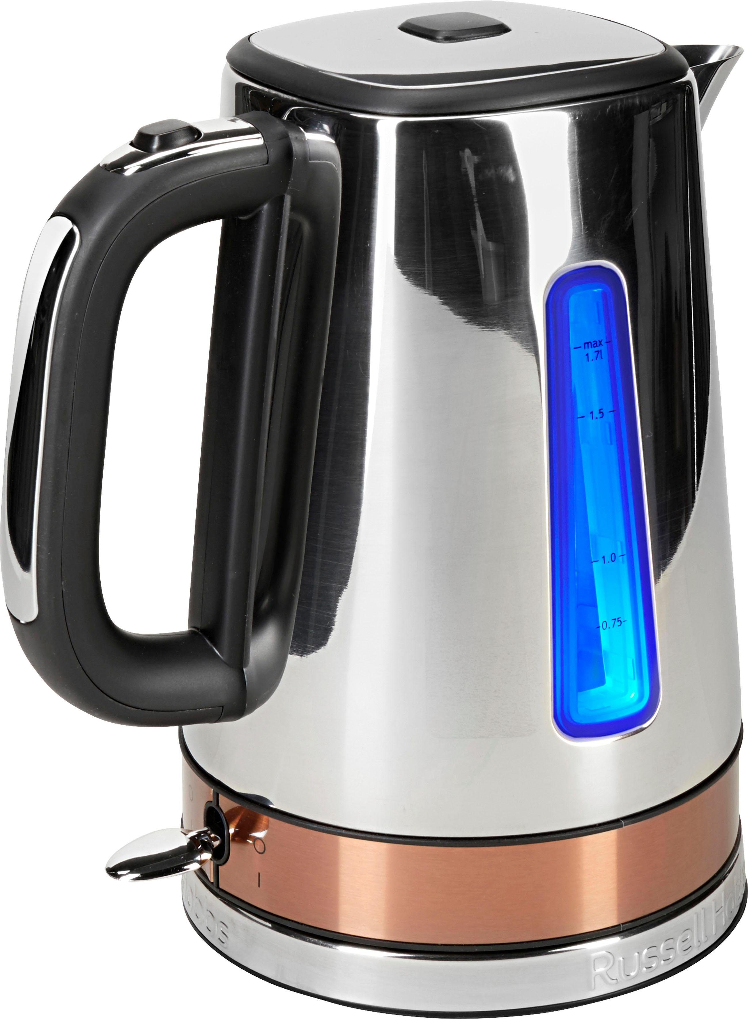 RUSSELL HOBBS Wasserkocher Luna Copper Accents 24280-70, 1,7 l, 2400 W,  Trockengeh-, Überhitzungsschutz, Kochstoppautomatik und Abschaltmöglichkeit