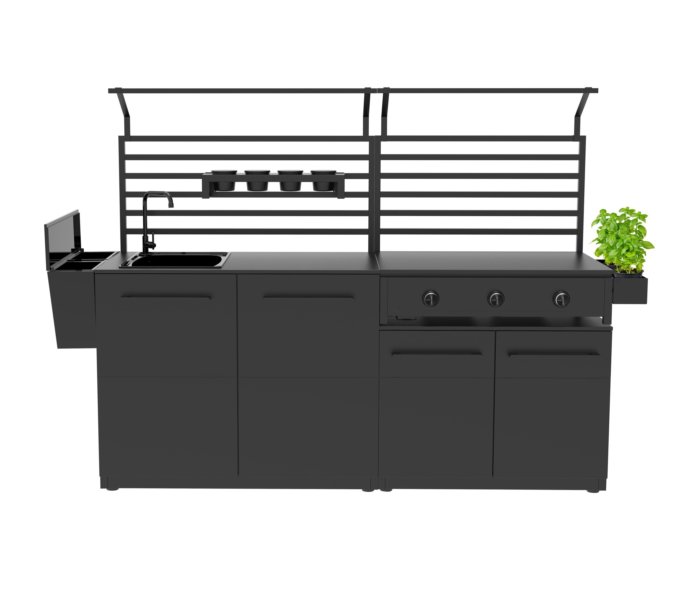 COZZE Outdoor-Küche LED-Rack, Länge 110 cm, Aluminium, schwarz, für die Cozze® Outdoor-Küche, exkl. LED Streifen