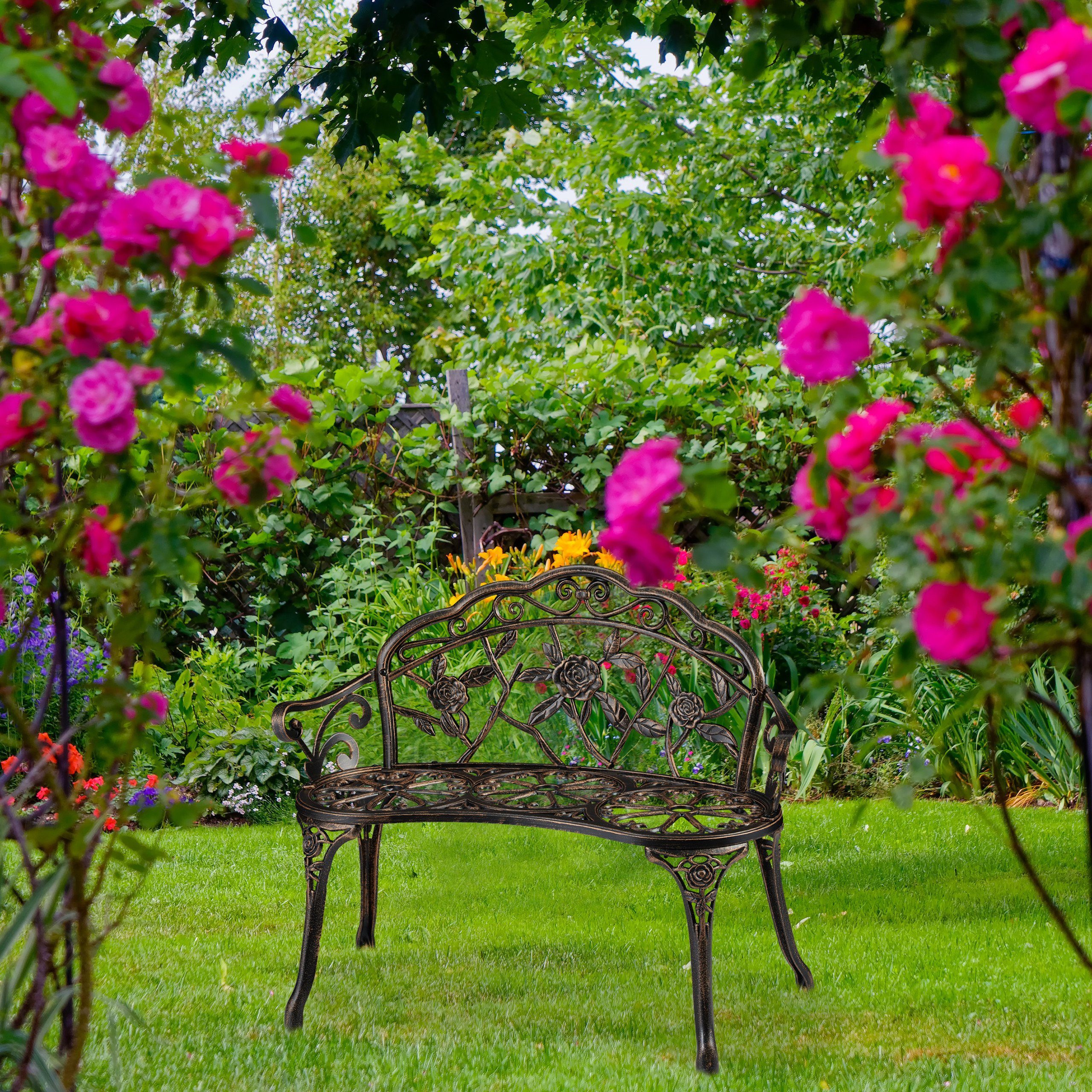 relaxdays Gartenbank Vintage Gartenbank Rosen