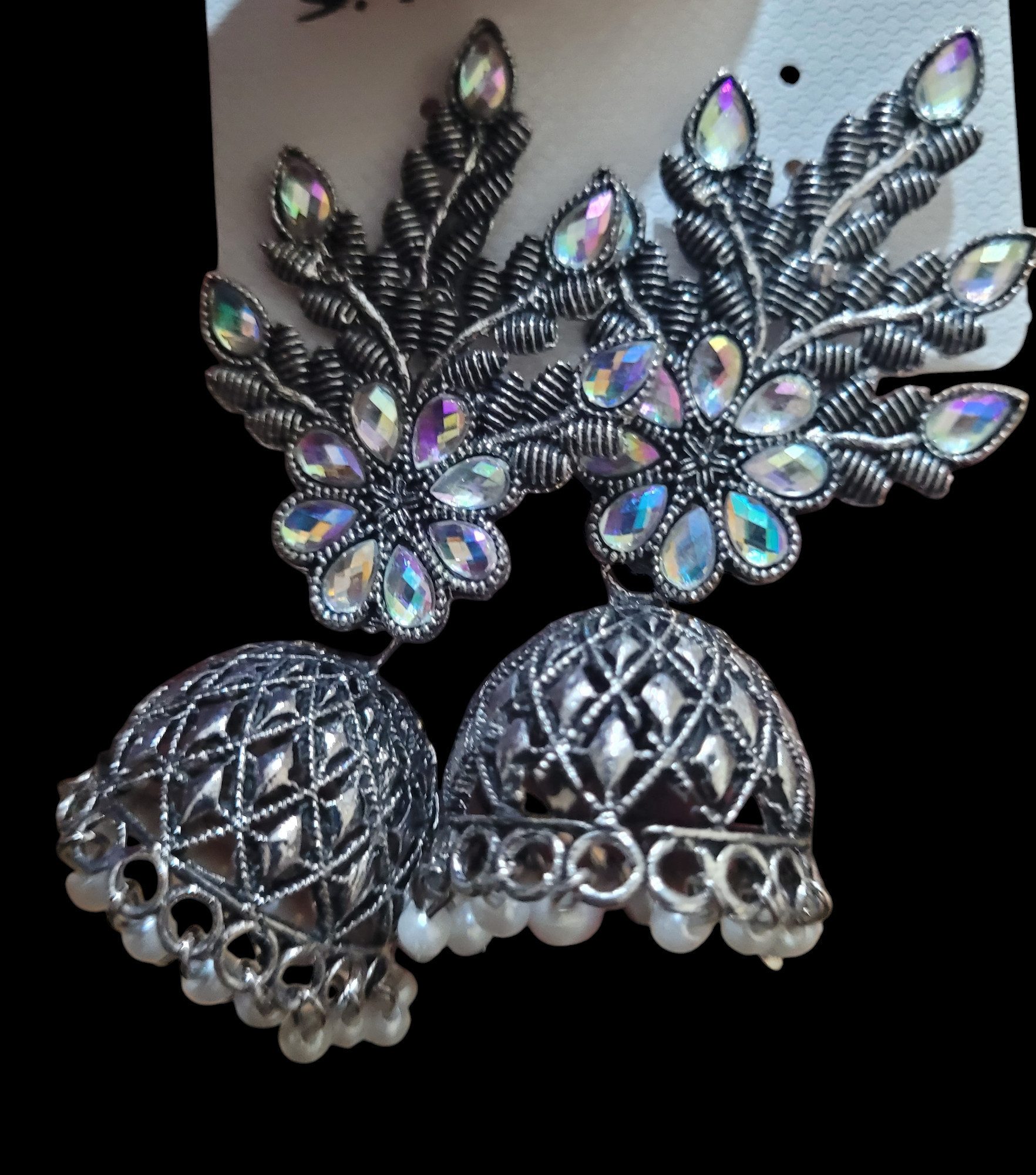 PfauGermany Paar Ohrhänger Kundan LEAF Design (2-tlg)