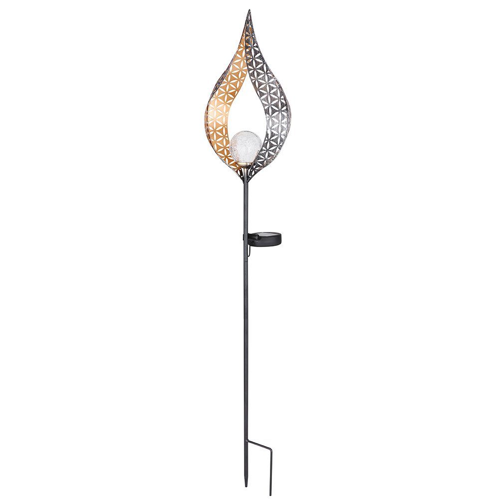 etc-shop LED für Deko für Außen fest LED-Leuchtmittel Flamme Solarleuchte Garten Garten Solar Warmweiß, Solarleuchte, Solarstab verbaut