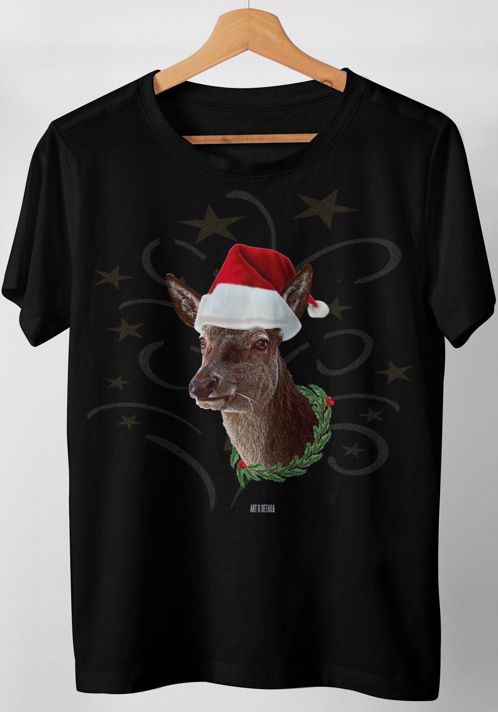 T-Shirt Weihnachten Design Reh mit Weihnachtsmütze Mrs Xmas
