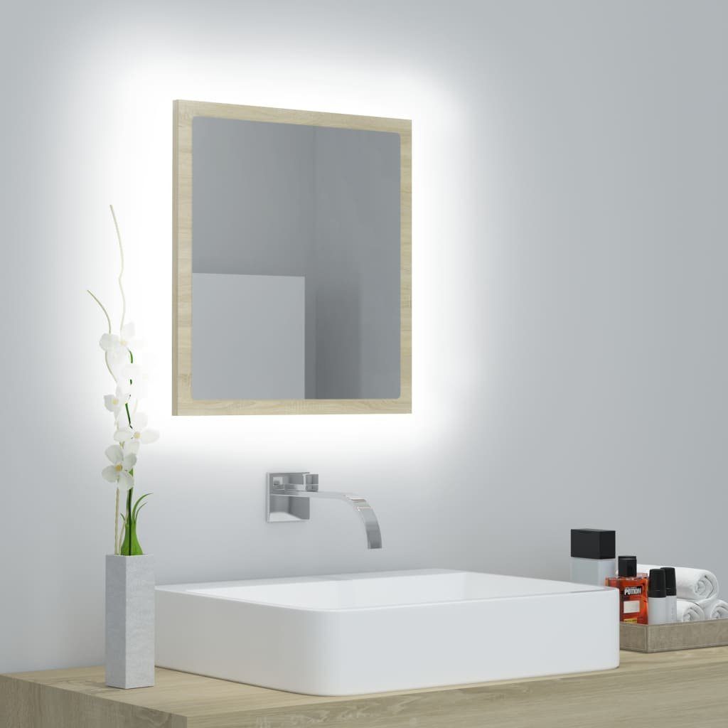 vidaXL Badezimmerspiegelschrank LED-Badspiegel Sonoma-Eiche 40x8,5x37 cm Acryl (1-St) Sonoma Eiche