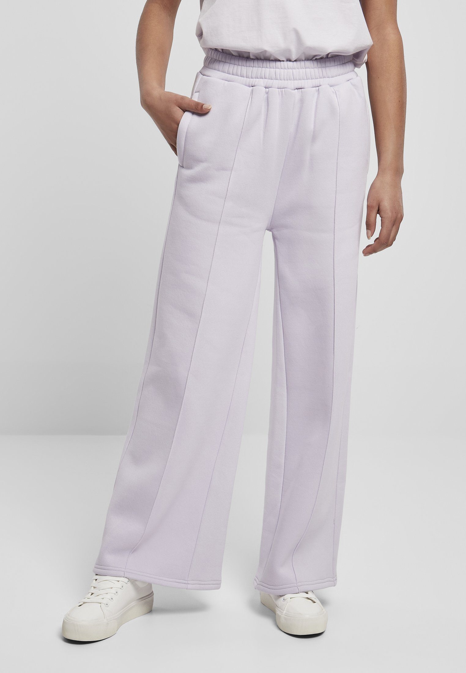 Kundenbetreuung Tuck URBAN Stoffhose Straight Pants Sweat (1-tlg) Ladies CLASSICS Pin softlilac Damen