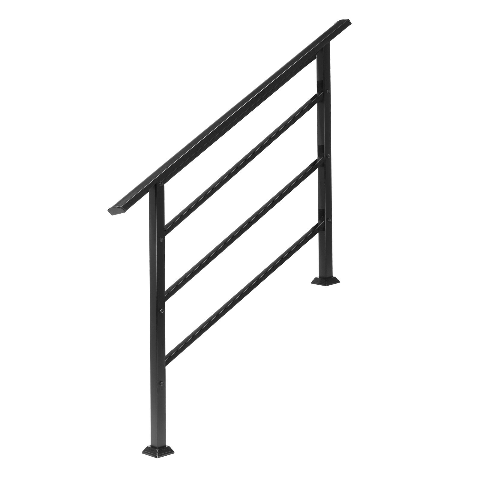 LALAHO Treppengeländer Handlauf Geländer für Treppen Brüstung Balkon, 143 cm Länge, 135 cm Höhe, mit 2 Pfosten, 1–4 Stufen, 3 Querstreben