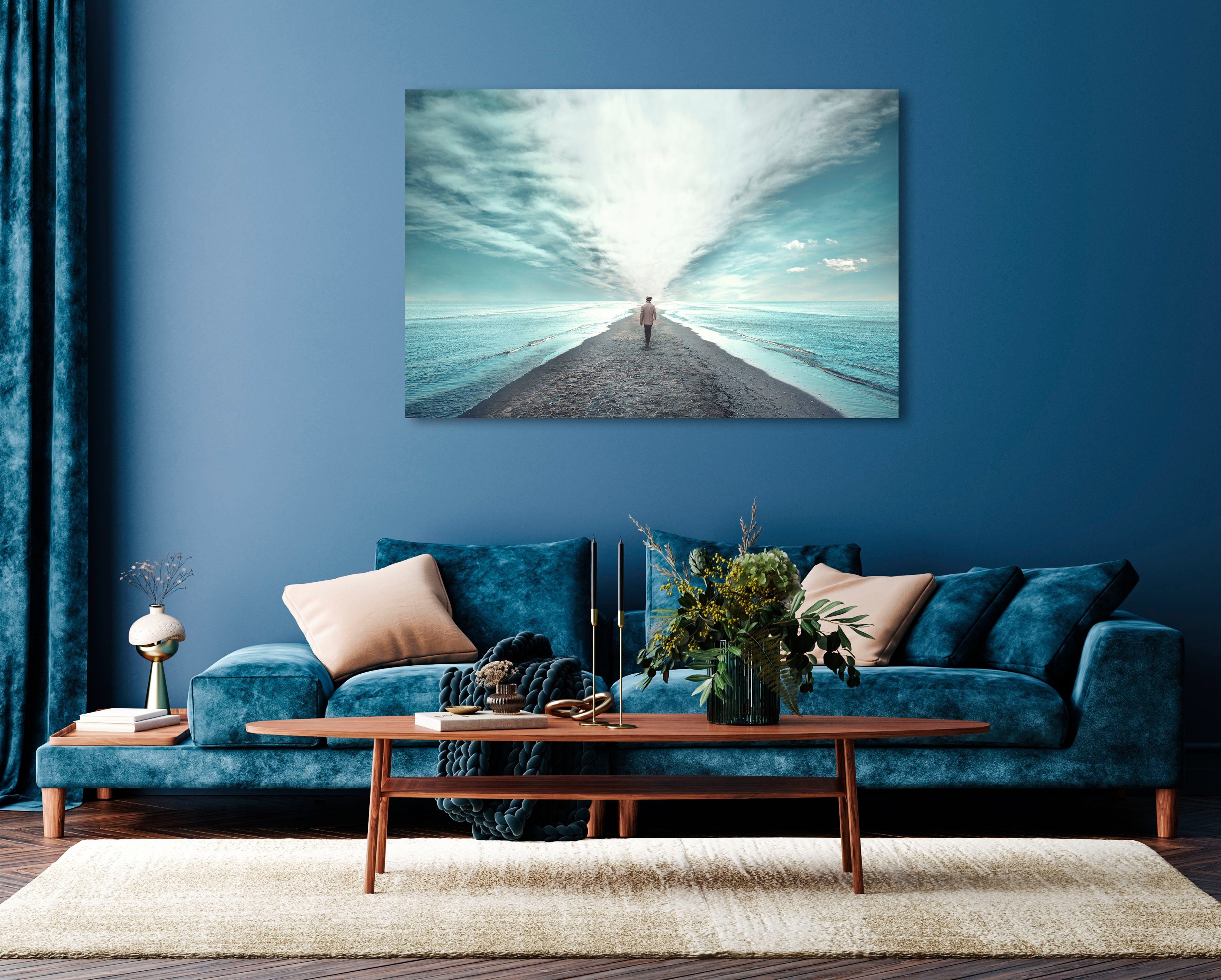 queence Acrylglasbild Evan, Meer, Meer Bilder, See, Seebilder, Seelandschaft, Sonnenuntergang, Spa, Spa Bilder, Steg, Strand (1 St), Fine Art-Print in Galeriequalität