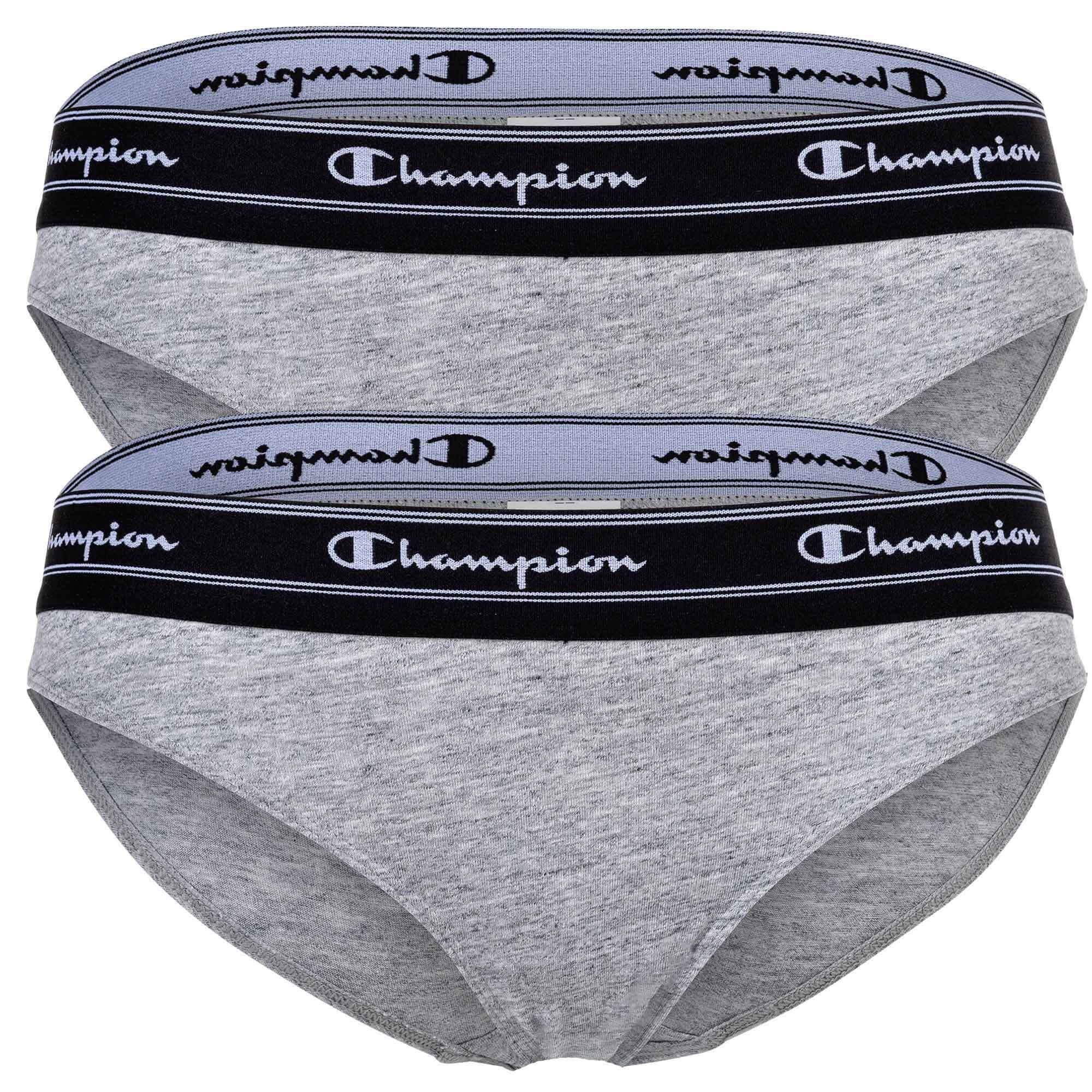 Champion Slip Damen Bikini-Slips, 2er Pack - Slips, Logo-Bund Grau