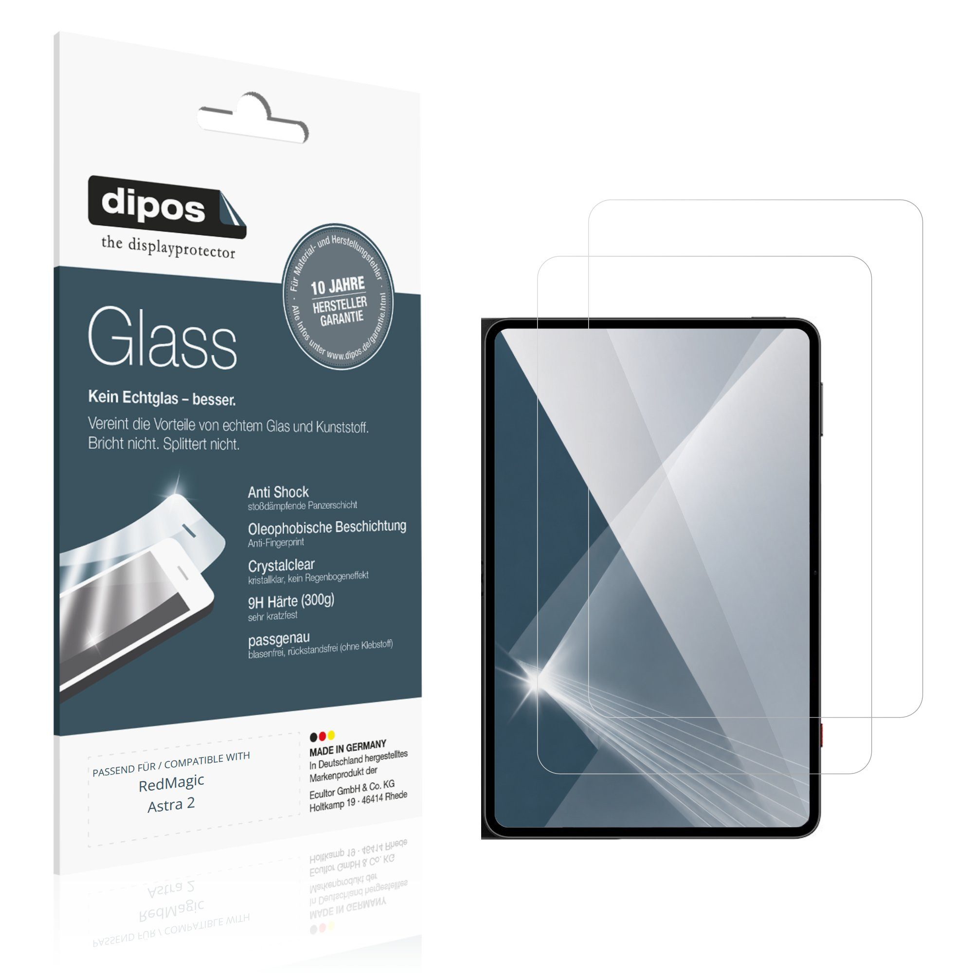 dipos Displayschutzfolie Schutzfolie für RedMagic Astra 2, 2 Stück, Displayschutz Schutz Folie Made in Germany