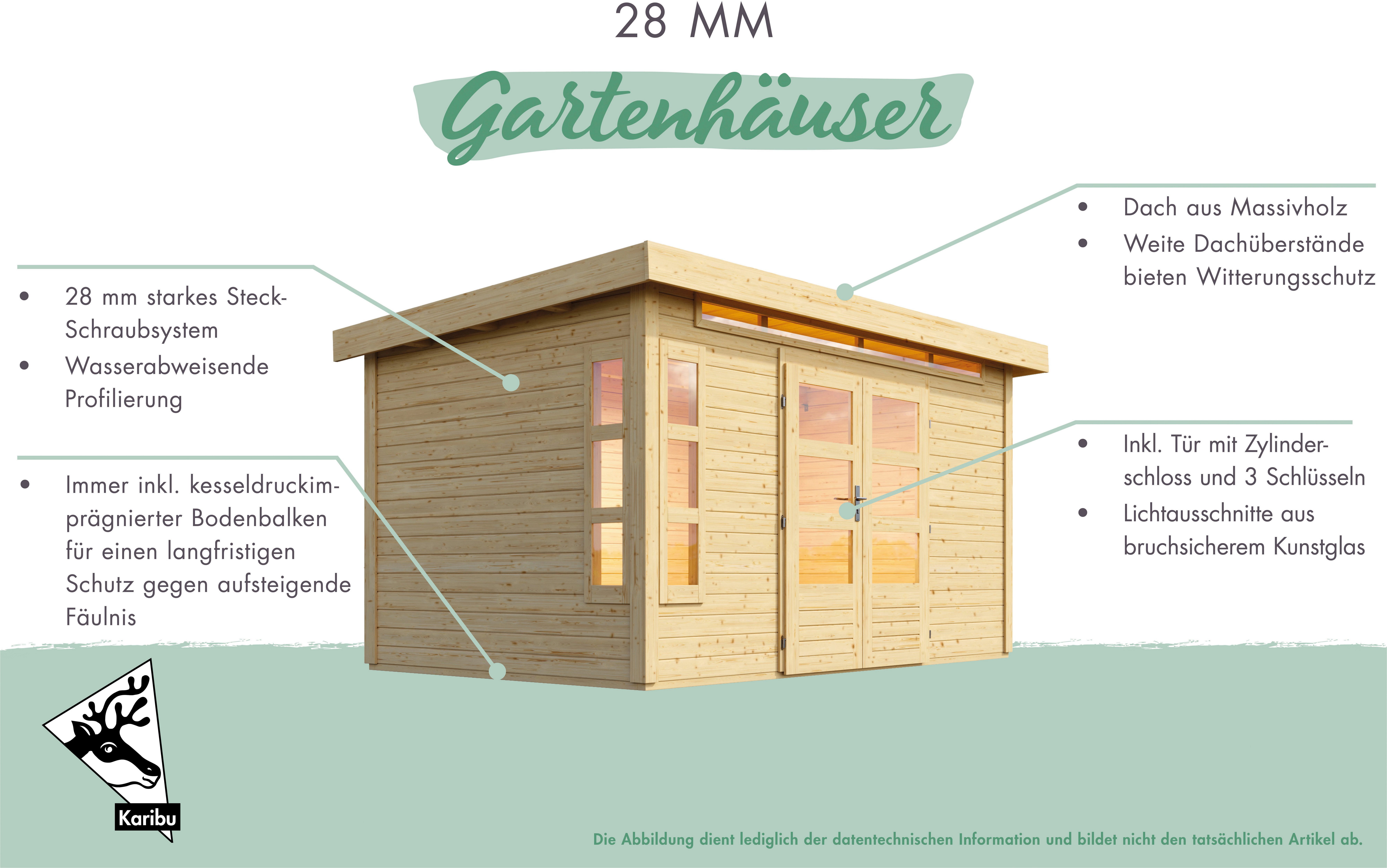 Karibu Gartenhaus Kolimasee 6, BxT: 305x303 cm, naturbelassen