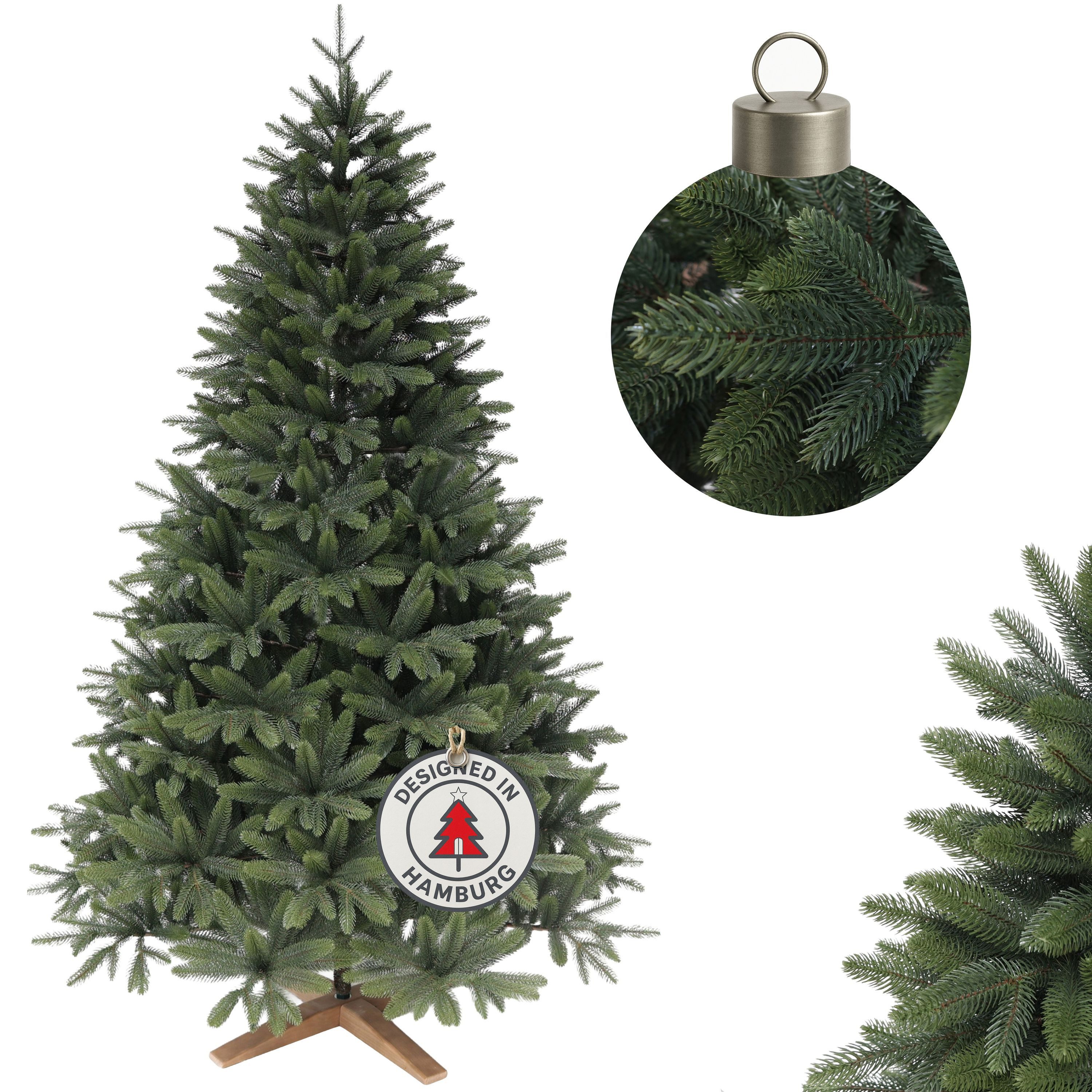 Cox Swain Künstlicher Weihnachtsbaum Realistische Optik, pflegeleichter Tannenbaum 100% Spritzguss PE, 150/180/210/240 cm auswählbar, Naturgetreue Optik, wiederverwendbar, einfache Montage