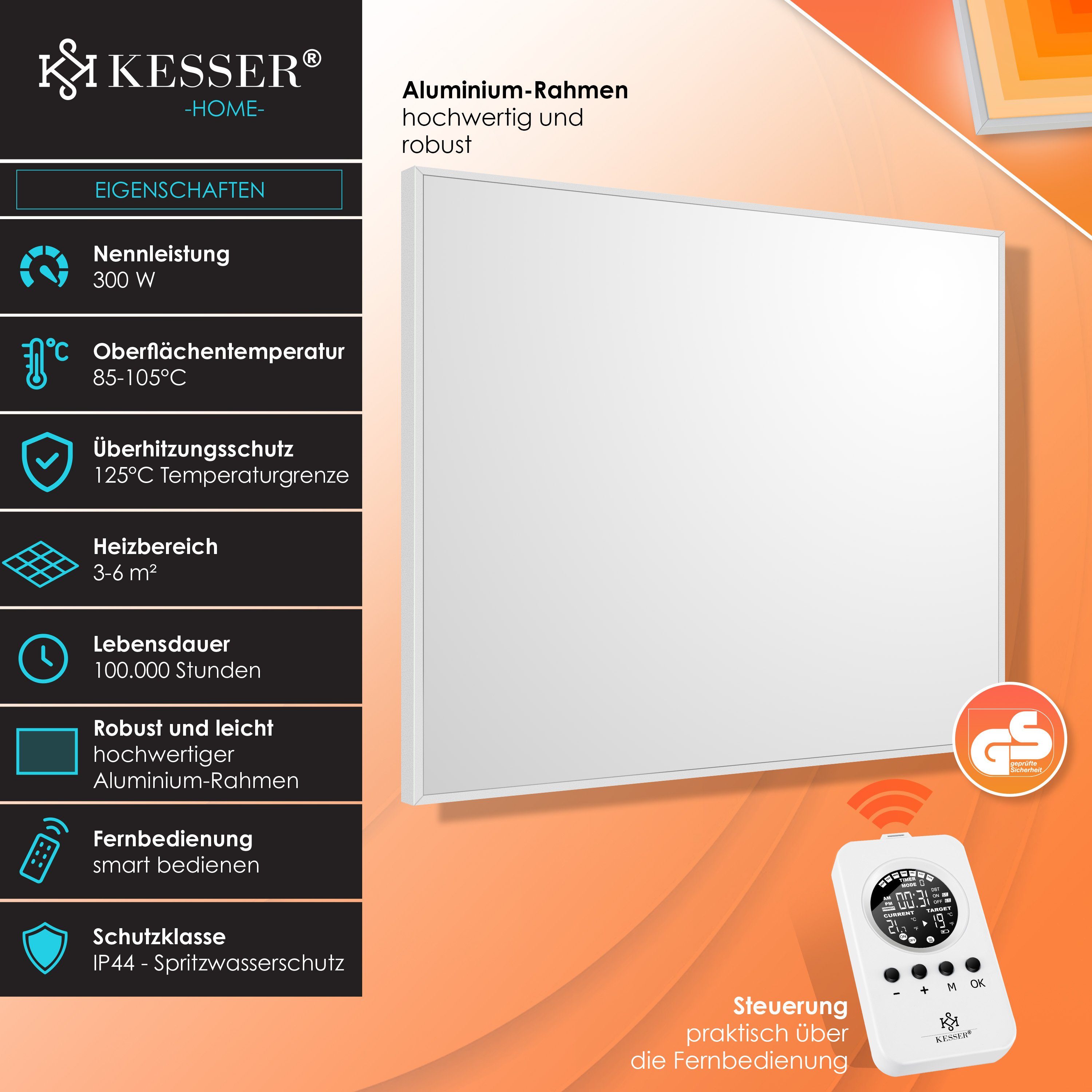 Elektroheizung Thermostat-Fernbedienung KESSER Weiß Infrarotheizung, mit Thermostat Infrarotheizung Infrarotheizkörper
