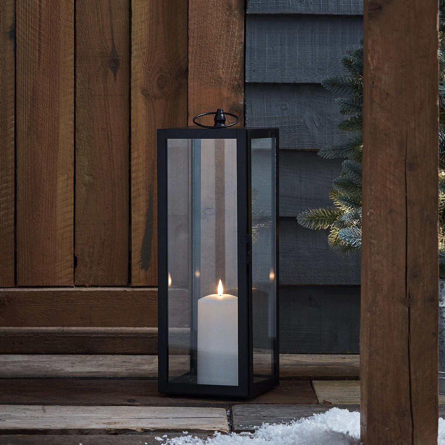 Lights4fun LED Laterne Große Bowen Gartenlaterne mit TruGlow® Outdoor Kerze, LED fest integriert
