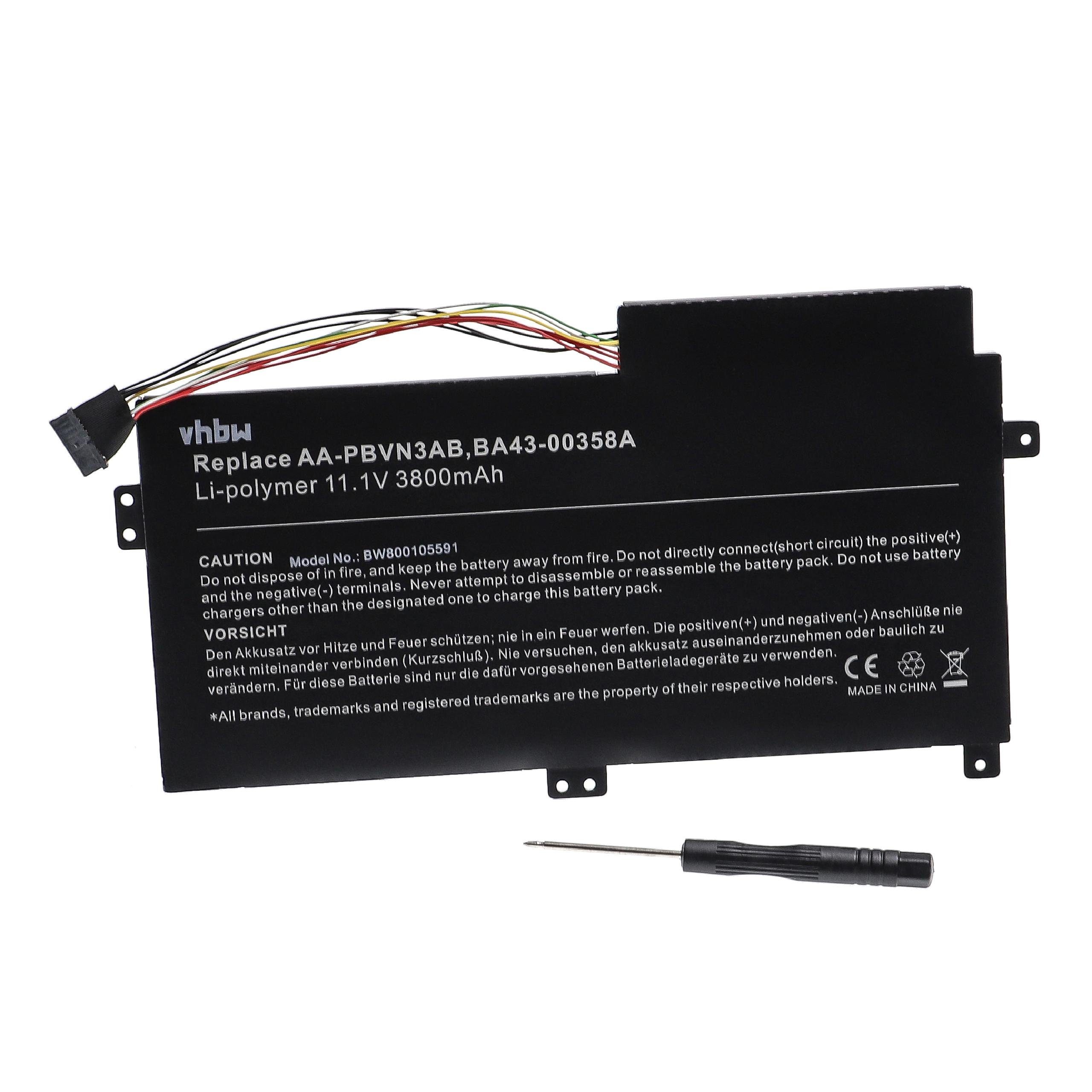 vhbw Akku passend für Samsung ATIV 4 450R4V, 4 450R5V, 4 470R5E Notebook, Laptop-Akku Akku Li-Ion 3800 mAh (10,8 V), Leistungsfähiger Austausch-Akku für Notebook, Wiederaufladbar, Jede